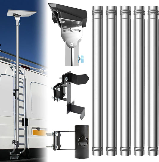 Starlink Mini Pole Mount, Lymorexan 8 Ft Starlink Mimi Mounting Kit with RV Ladder Mount, Removable Stainless Steel Pole, Fits 1 inch Ladder Rails Accessories Suitable for RV, Van, Truck