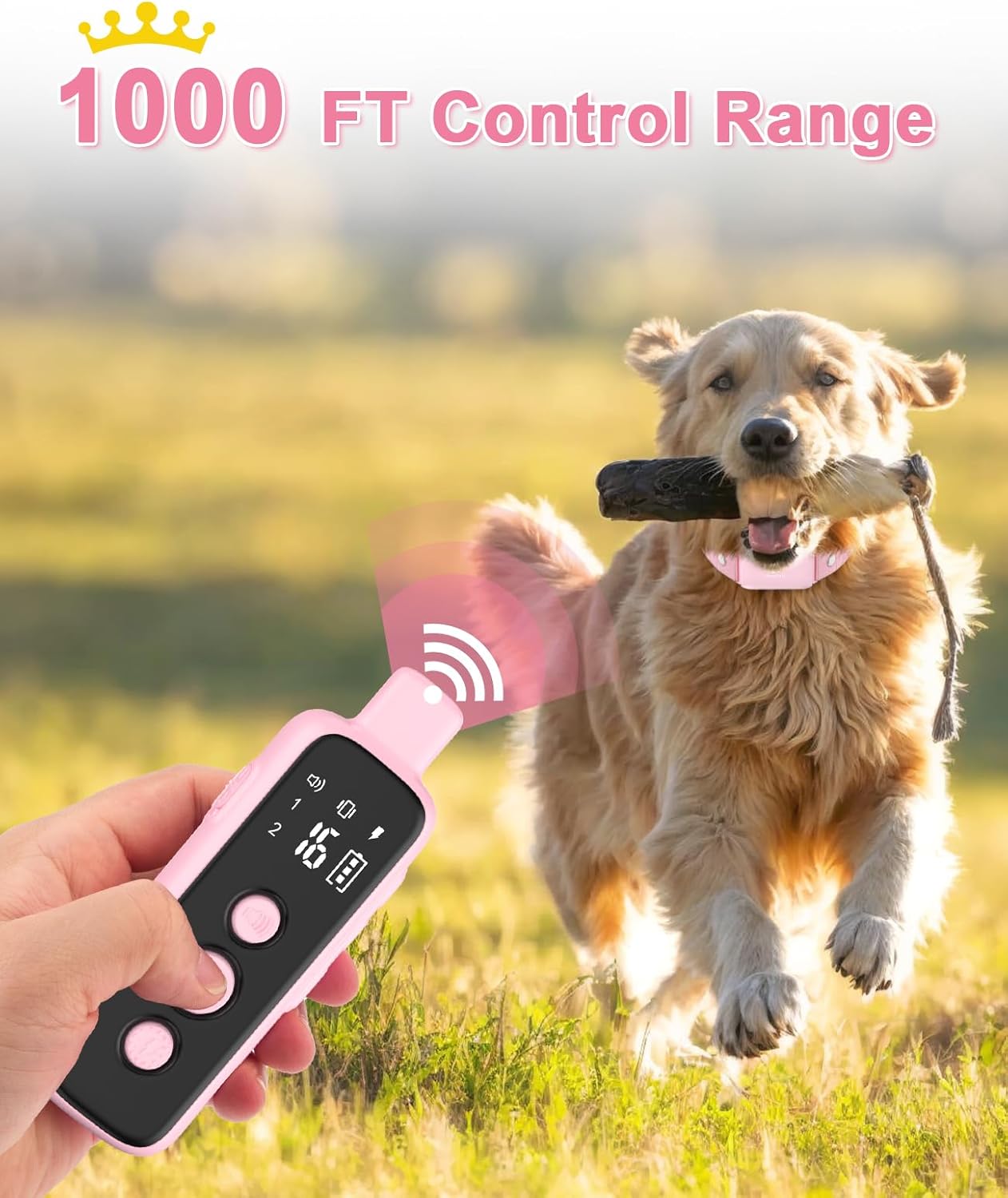 Bousnic Shock Collar for Dogs - Waterproof Rechargeable Dog Electric Training Collar with Remote for Small Medium Large Dogs with Beep, Vibration, Safe Shock Modes (8-120 Lbs) (Green)