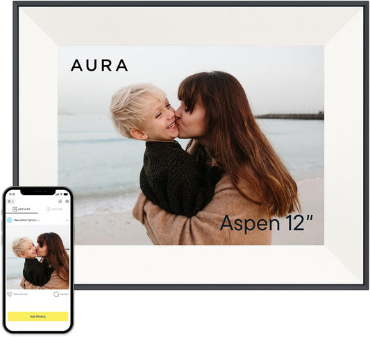 Aura Aspen 12" Digital Photo Frame - Black with Paper Mat