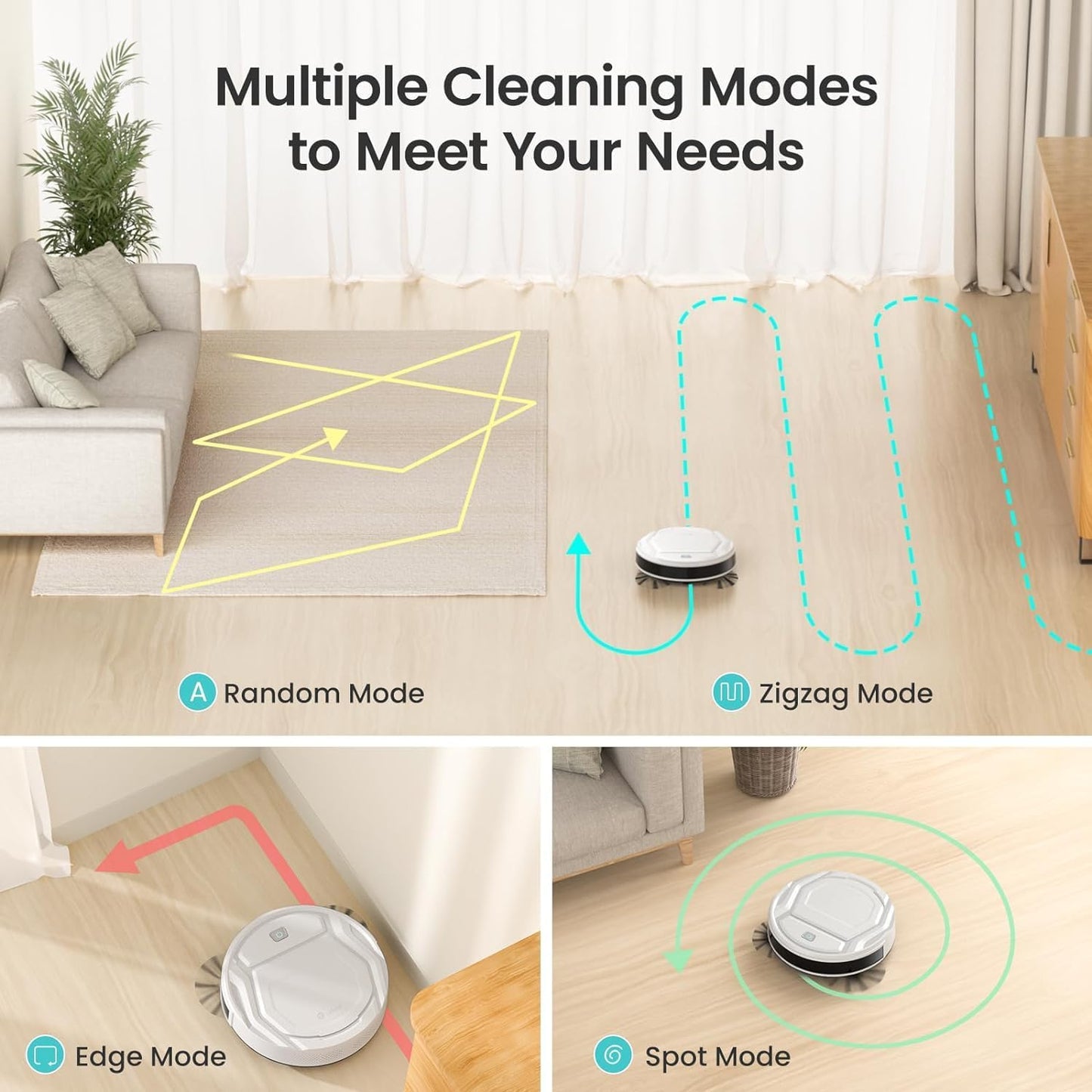 Lefant Robot Vacuum Cleaner, 6 Cleaning Modes, Wi-Fi Connected, SmartSense Technology, Multi-Surface Cleaning, Self-Charging Robotic Vacuum, Alexa, Ideal for Pet Hair and Hard Floor(M210 Pro)