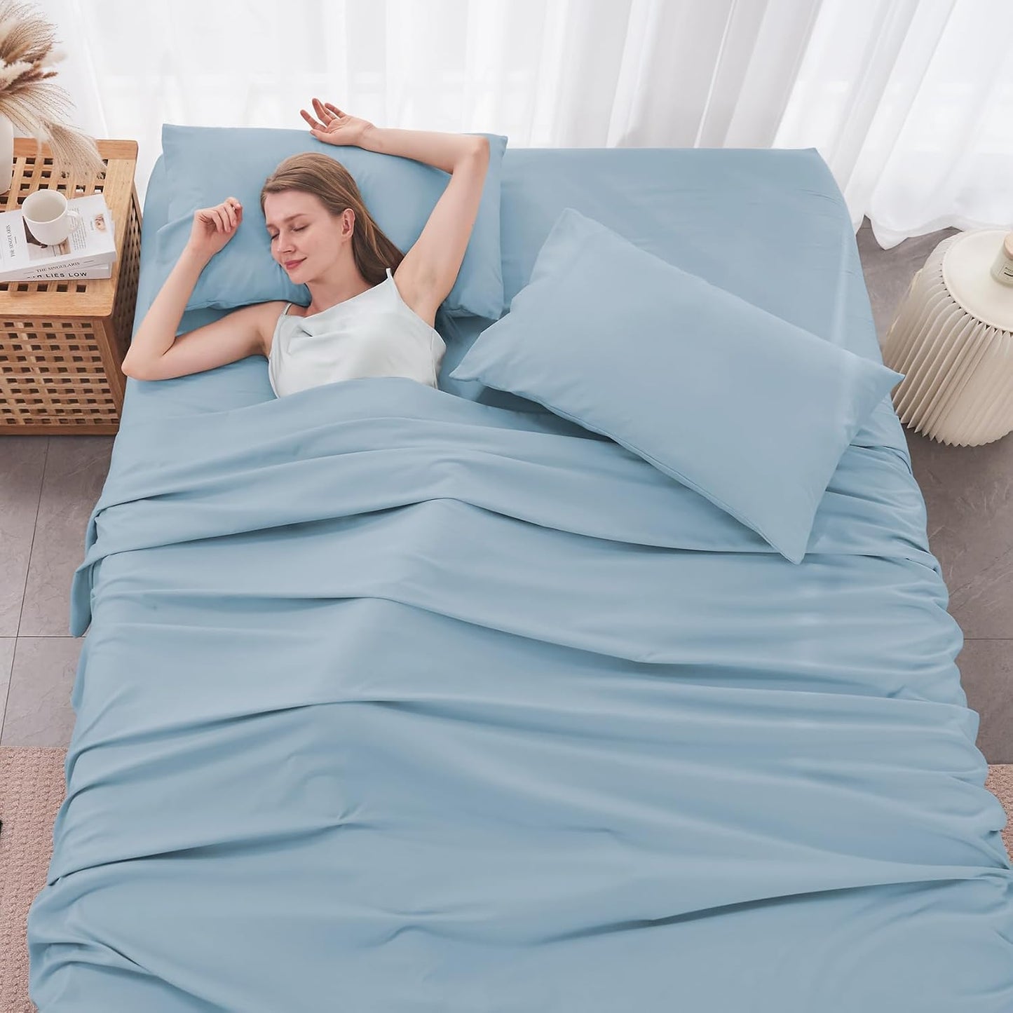 JOLLYVOGUE Queen Size Bed Sheet Set - 4 Piece Bed Sheets Set with Deep Pocket - Soft Breathable & Cooling - Resists Shrinkage & Fading Draps Queen - Easy Care (Dark Grey)