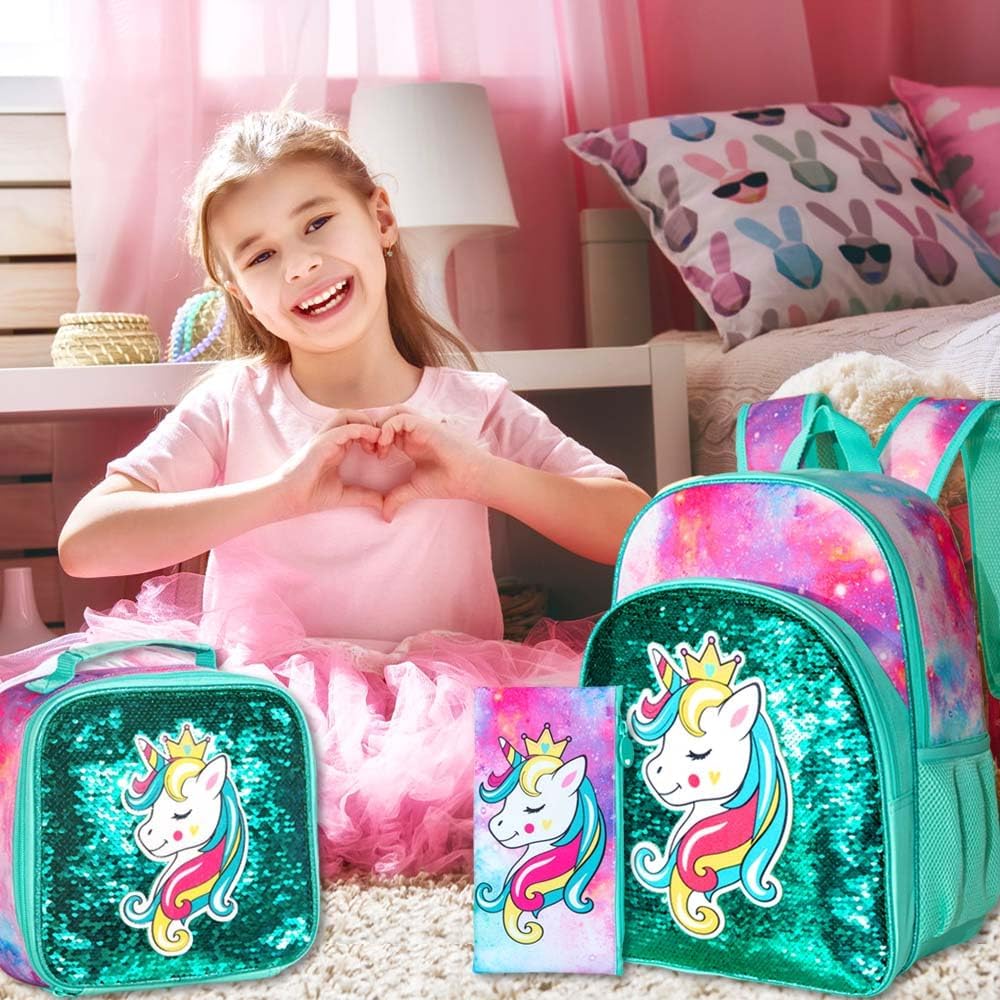 3pcs Backpack for Boys and Girls, 16” Kids Kindergarten Bookbag with Lunch Box, Cute Elementary Backpacks for Boy Girl