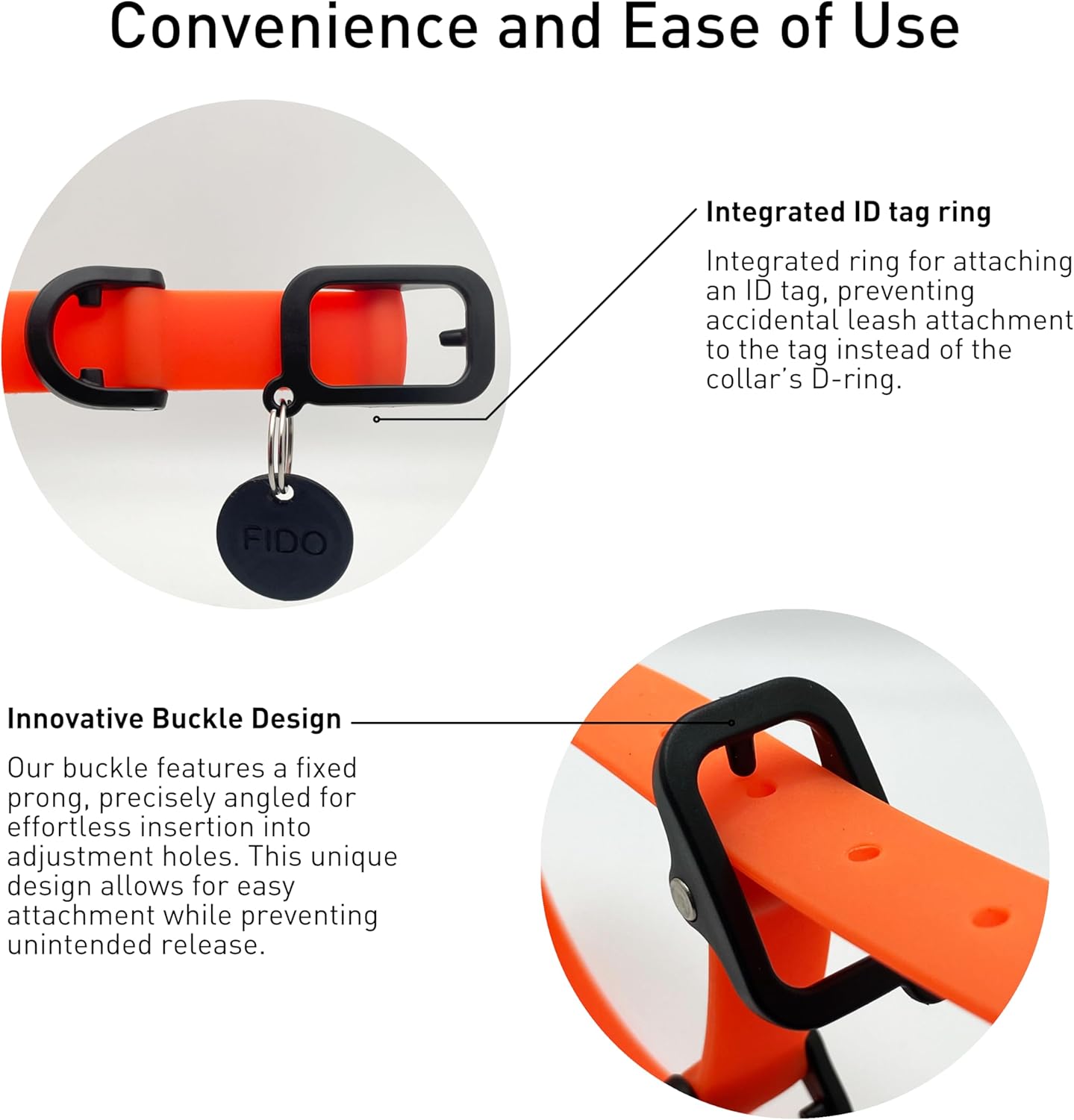 Waterproof Dog Collar - Durable, Comfortable and Adjustable Silicone Dog Collar with Wear Resistant Buckle and ID Tag Ring for Small Dogs by Nuvuq (Black, Small)