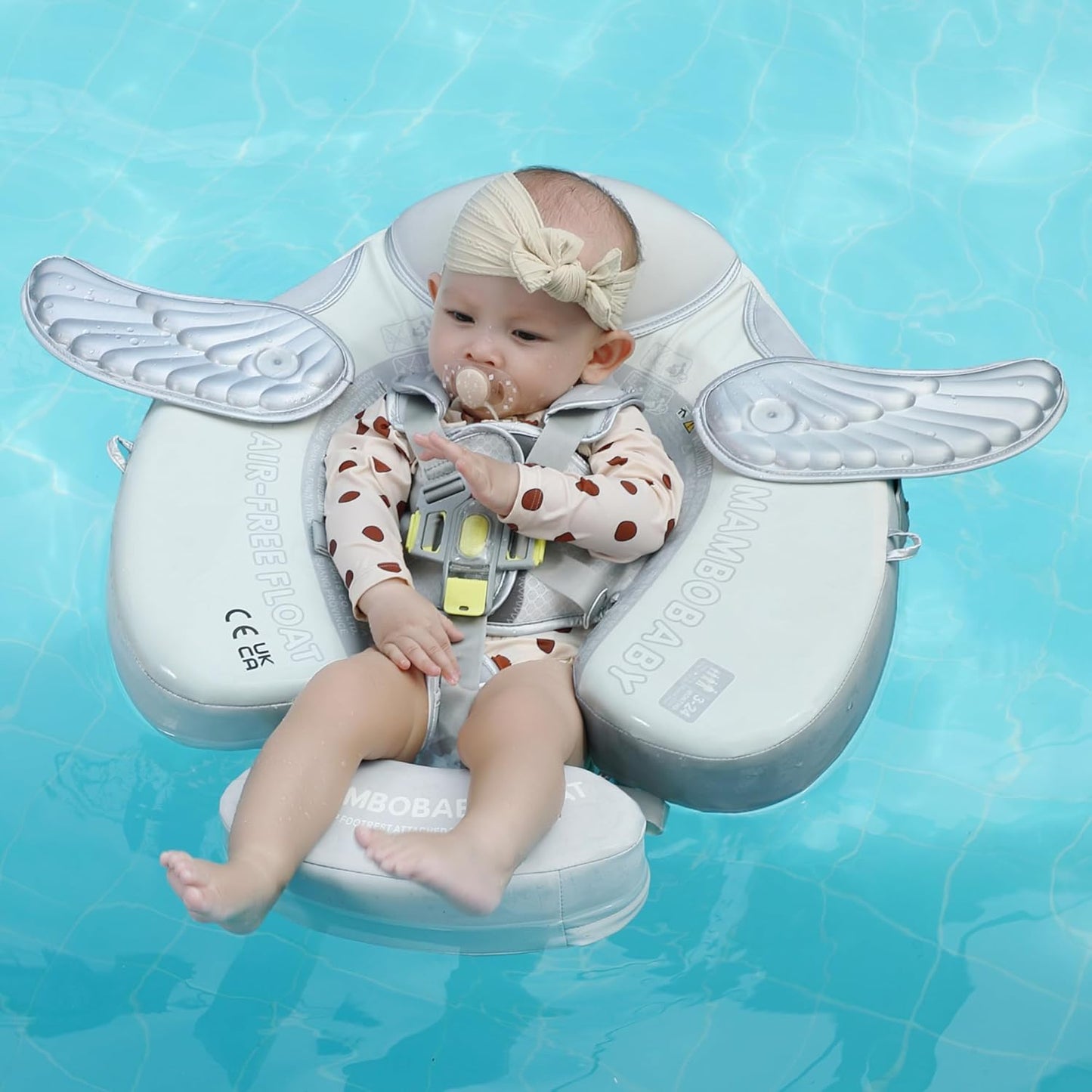 Mambobaby Baby Swim Float with Canopy, Non-Inflatable Solid Baby Float, Upgrade Soft Skin-Friendly Material Infant Swim Float