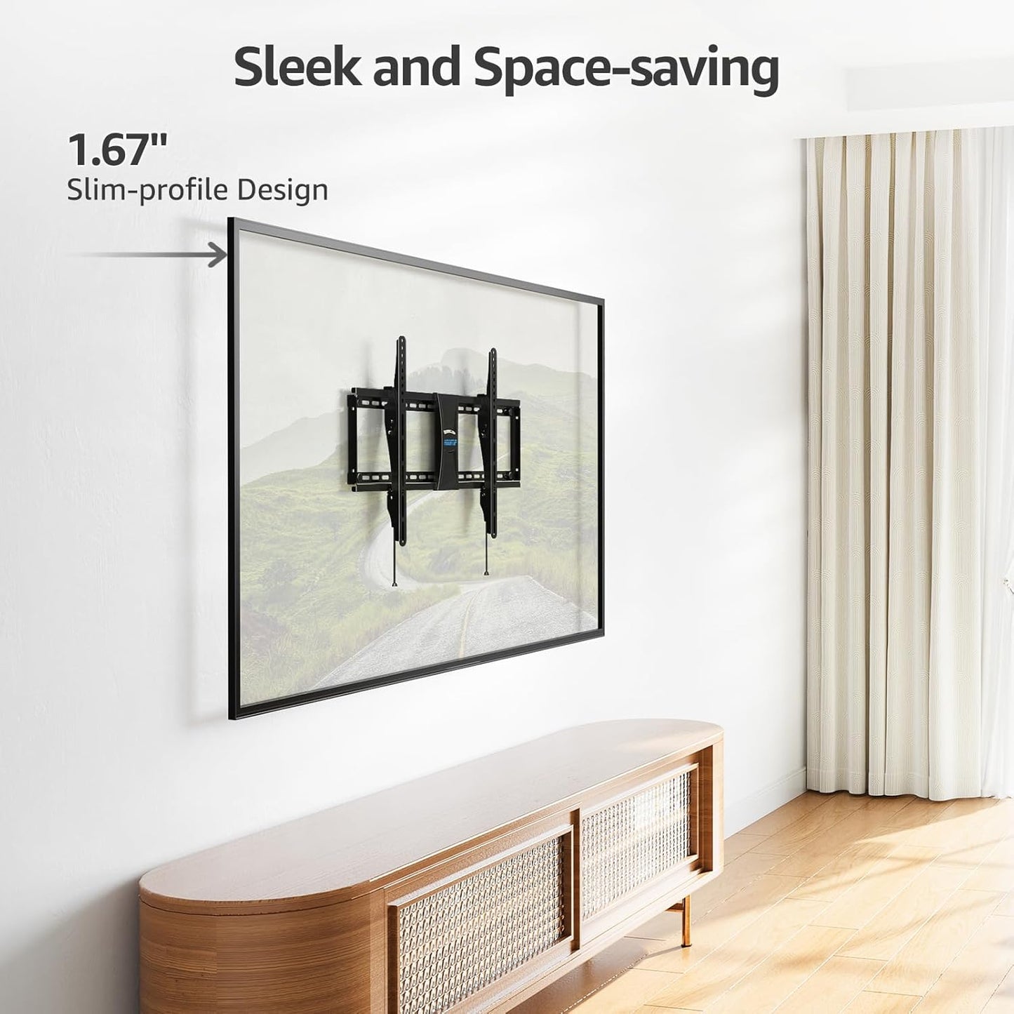 MOUNTUP UL Listed TV Wall Mount, Tilting TV Mount Bracket for Most 37-82 Inch Flat Screen/Curved Low Profile Wall Mount Saving Space Max VESA 600x400 mm Hold up to 99 lbs Fit 16" 18" 24" Stud MU0008