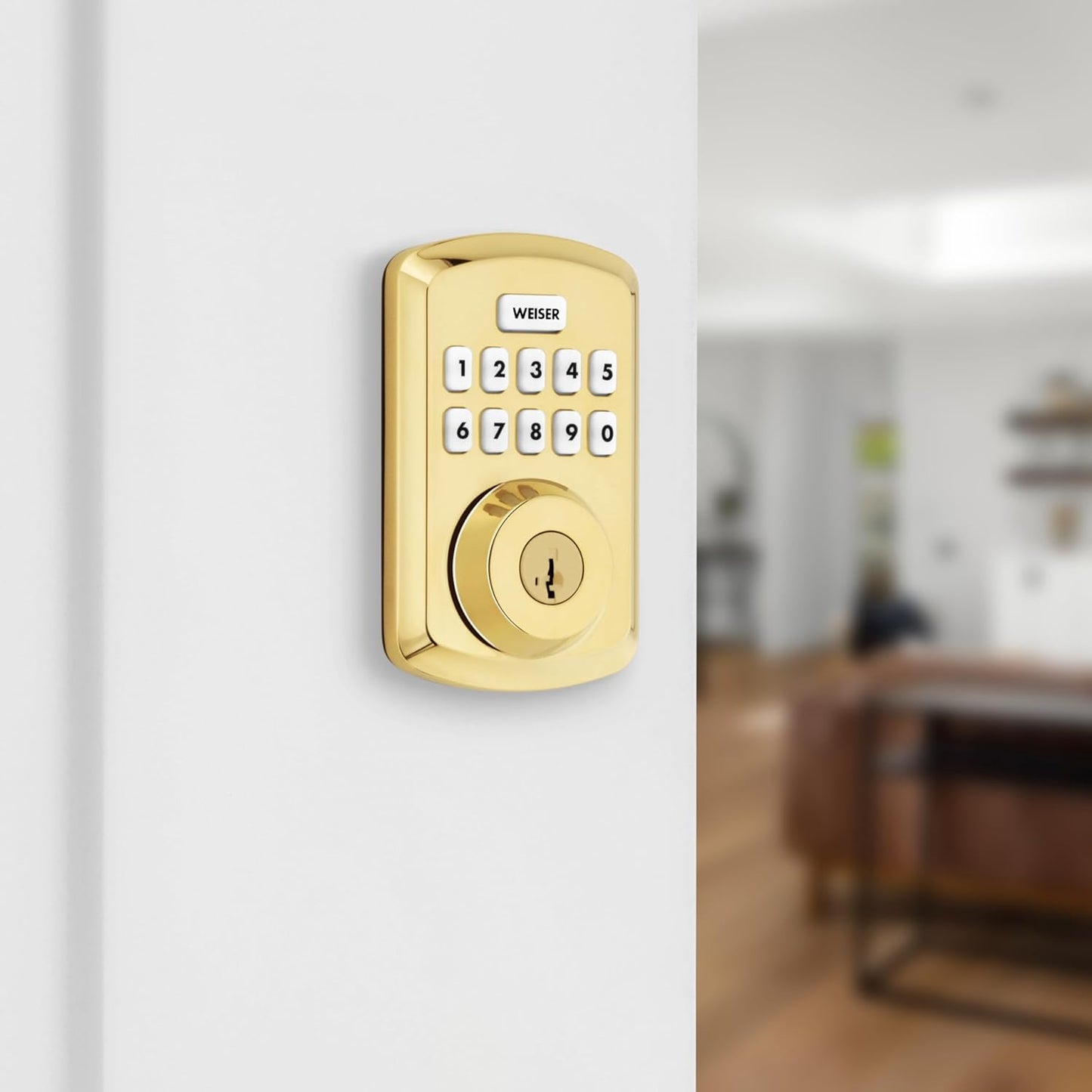 Weiser Powerbolt 3 Matte Black Keyless Entry Door Lock/Deadbolt Lock, 10-Button Keypad Door Lock with Auto Lock and 12-Month Battery Life, Electronic Door Locks for Front Door, Home Décor