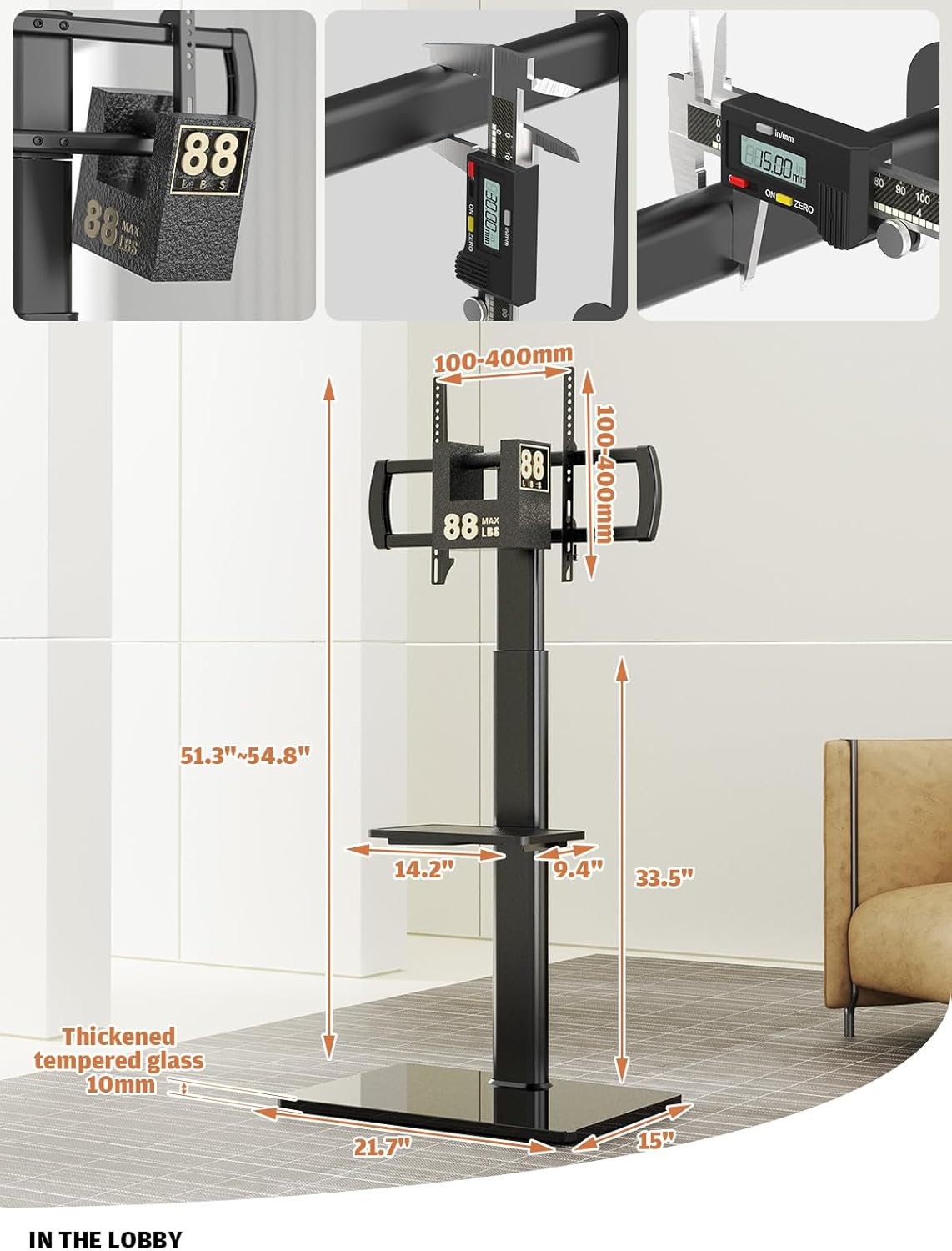 Universal TV Stand with Mount 80 Degree Swivel Height Adjustable and Tilt Function for 27 to 65 inch LCD, LED OLED TVs,HT1002B