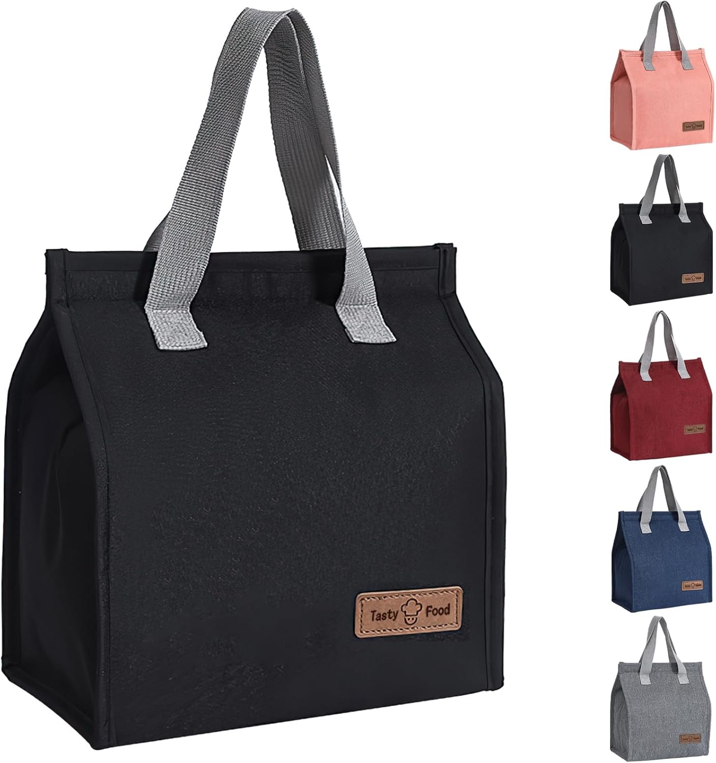 Lunch Bags for Women Men, Reusable Insulated Leakproof Lunch Box Bag for Adult Kids, Small Cooler Bag for Work School Picnic Travel (Black)