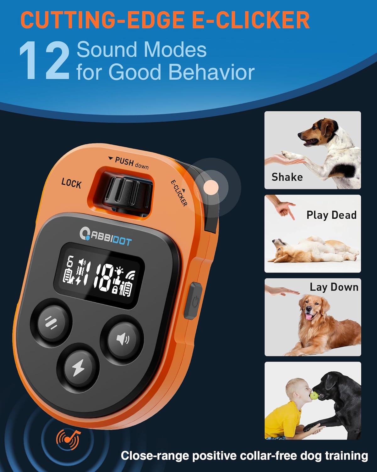 ABBIDOT Shock Collar 2 Dogs - 4500ft Dog Training Collar, 178 Levels, E-cliker, Waterproof Remote & Collar, Night Light E Collar for Small Medium Large Dogs (Black, 2 Collars)