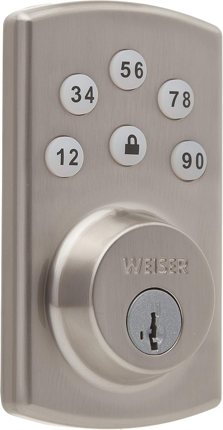 Weiser Powerbolt 3 Matte Black Keyless Entry Door Lock/Deadbolt Lock, 10-Button Keypad Door Lock with Auto Lock and 12-Month Battery Life, Electronic Door Locks for Front Door, Home Décor
