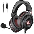 Fifine PC Gaming Headset with USB/3.5mm Jack for Laptop Computer, Over Ear Wired Headphones with 7.1 Surround Sound, Detachable Microphone, Volume Control, Noise Cancelling for PS5/Xbox/Switch-H9