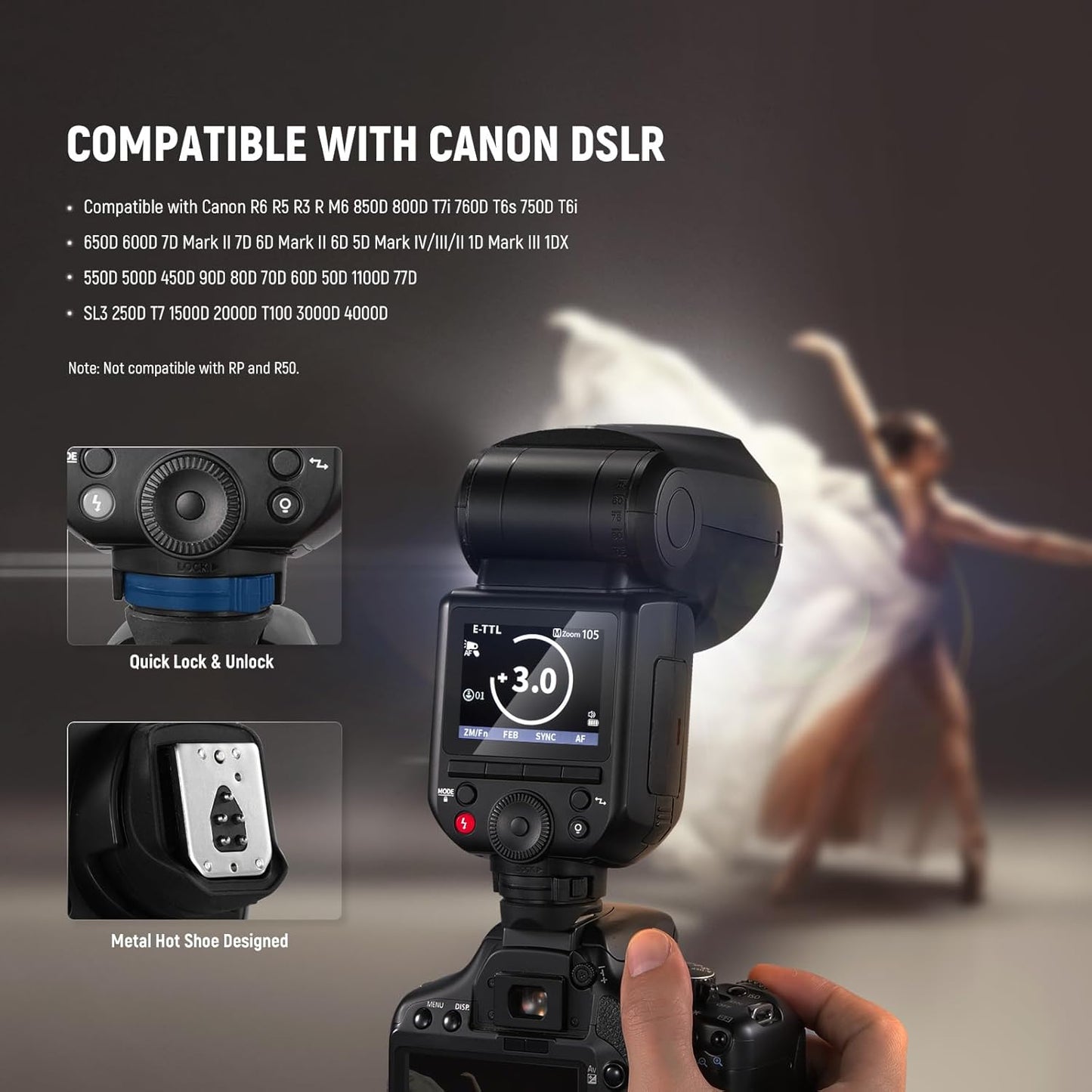 NEEWER Z2PRO-C 2.4G TTL Round Head Flash Speedlite Compatible with Canon, Wireless Compatible with Godox, Upgraded UI, 76Ws 1/8000s HSS, TTL/M TCM Switch, 7.2V/3000mAh Battery, 600 Full Power Flash