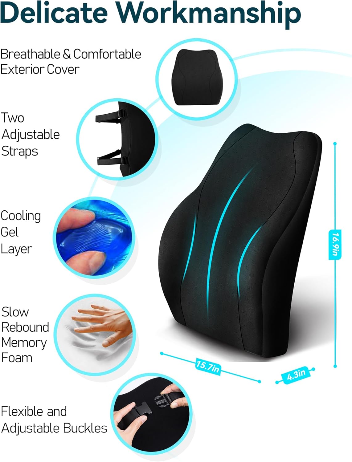 Purilite Select Ergonomic Lumbar Support Cushion