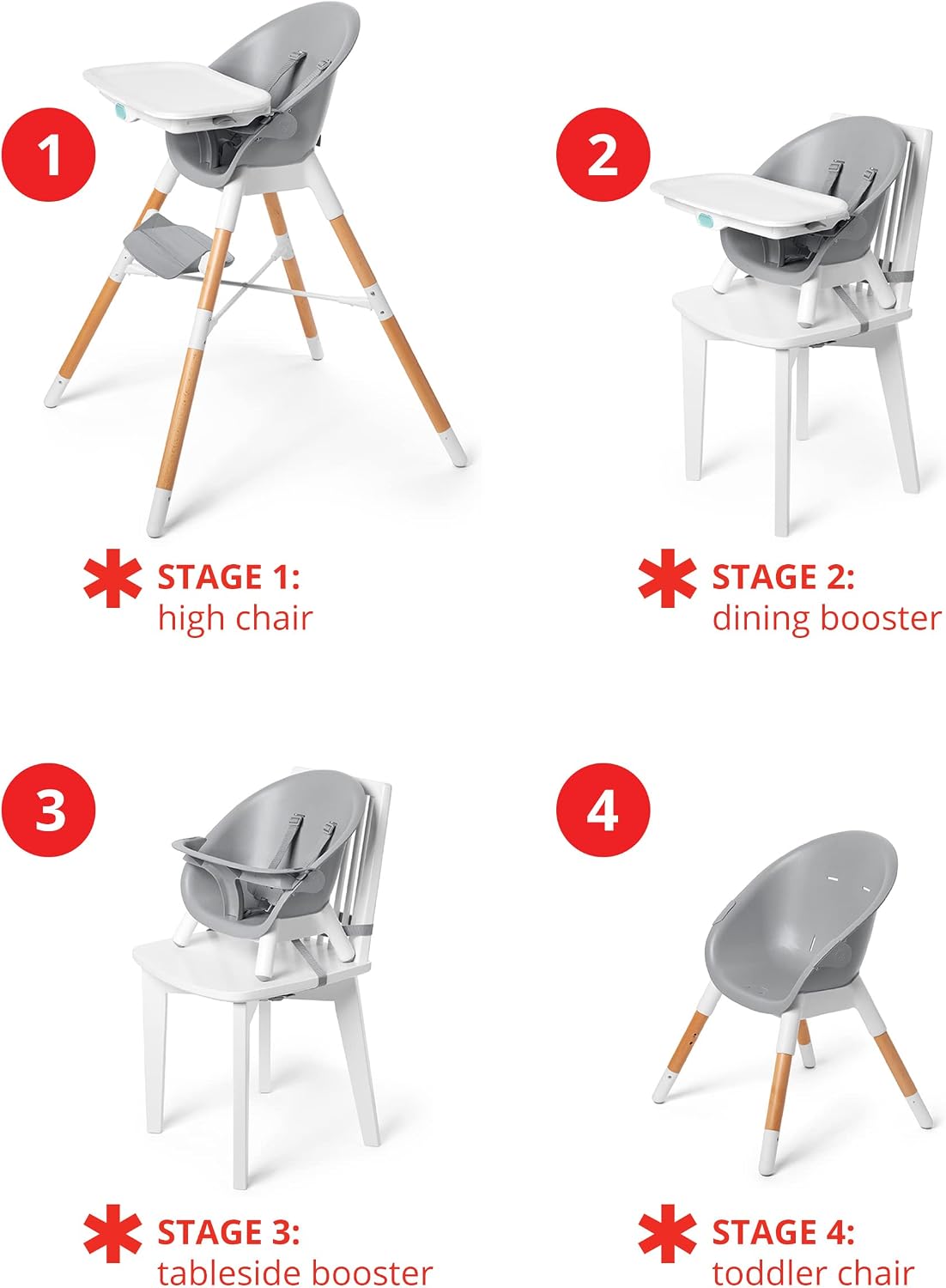 Skip Hop Baby High Chair 4-in-1 Convertible High Chair, EON, Oat