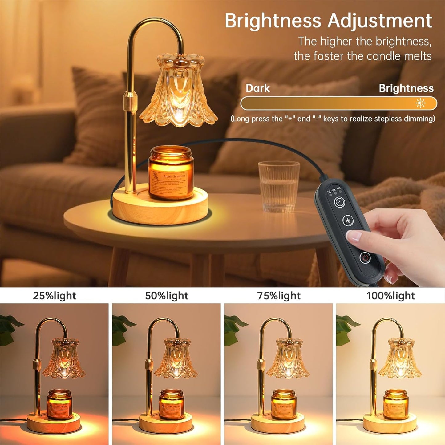 GEEZO Fragrance Candle Warmer Lamp,Electric Candle Warmer with Timer & Dimmer, Mom Christmas Birthday Gifts for Women, House Warming Gifts New Home Bedroom Decor