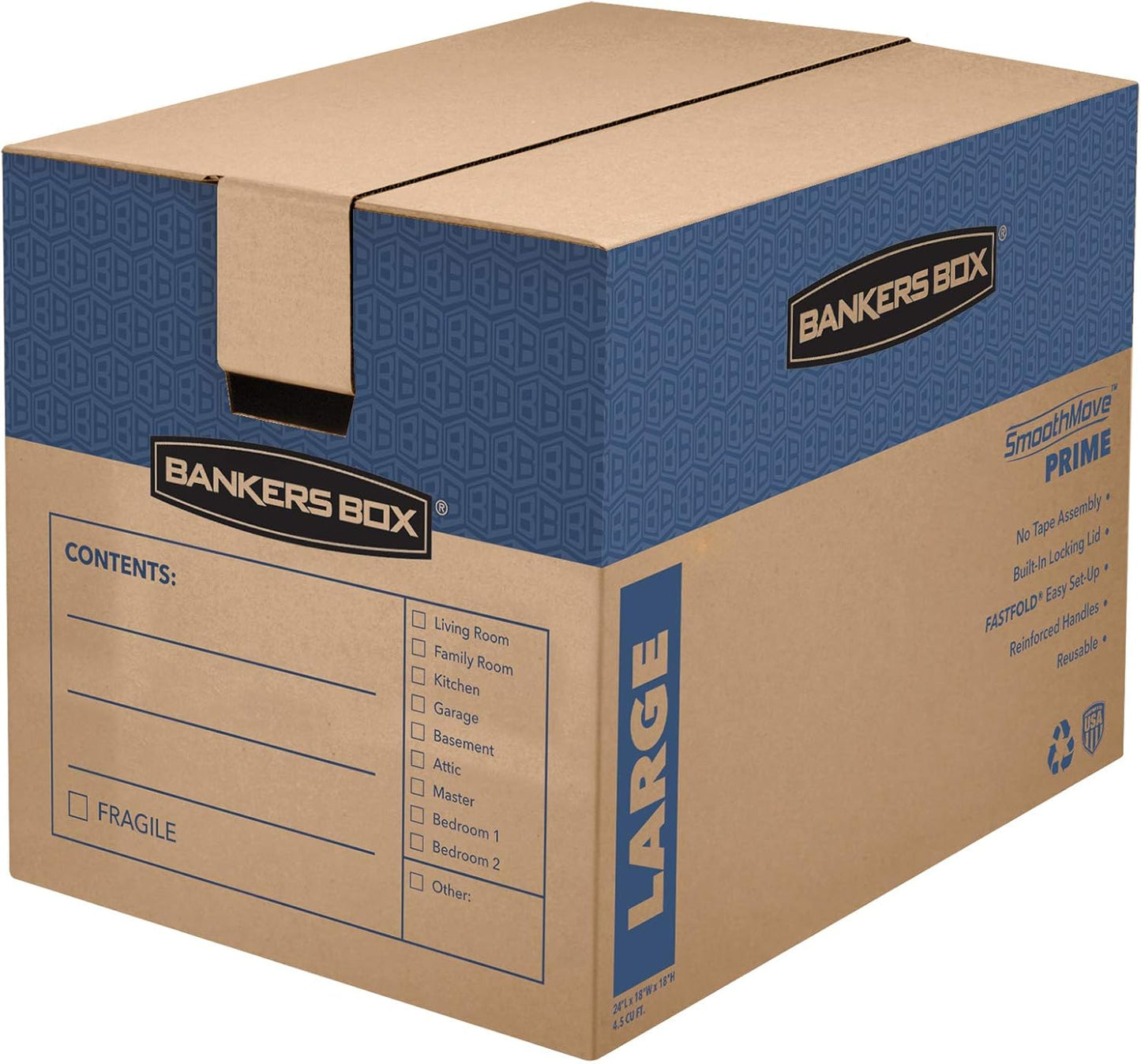 Bankers Box SmoothMove Classic Moving Kit Boxes, Tape-Free Assembly, Easy Carry Handles, 8 Small 4 Medium, 12 Pack(7716403)