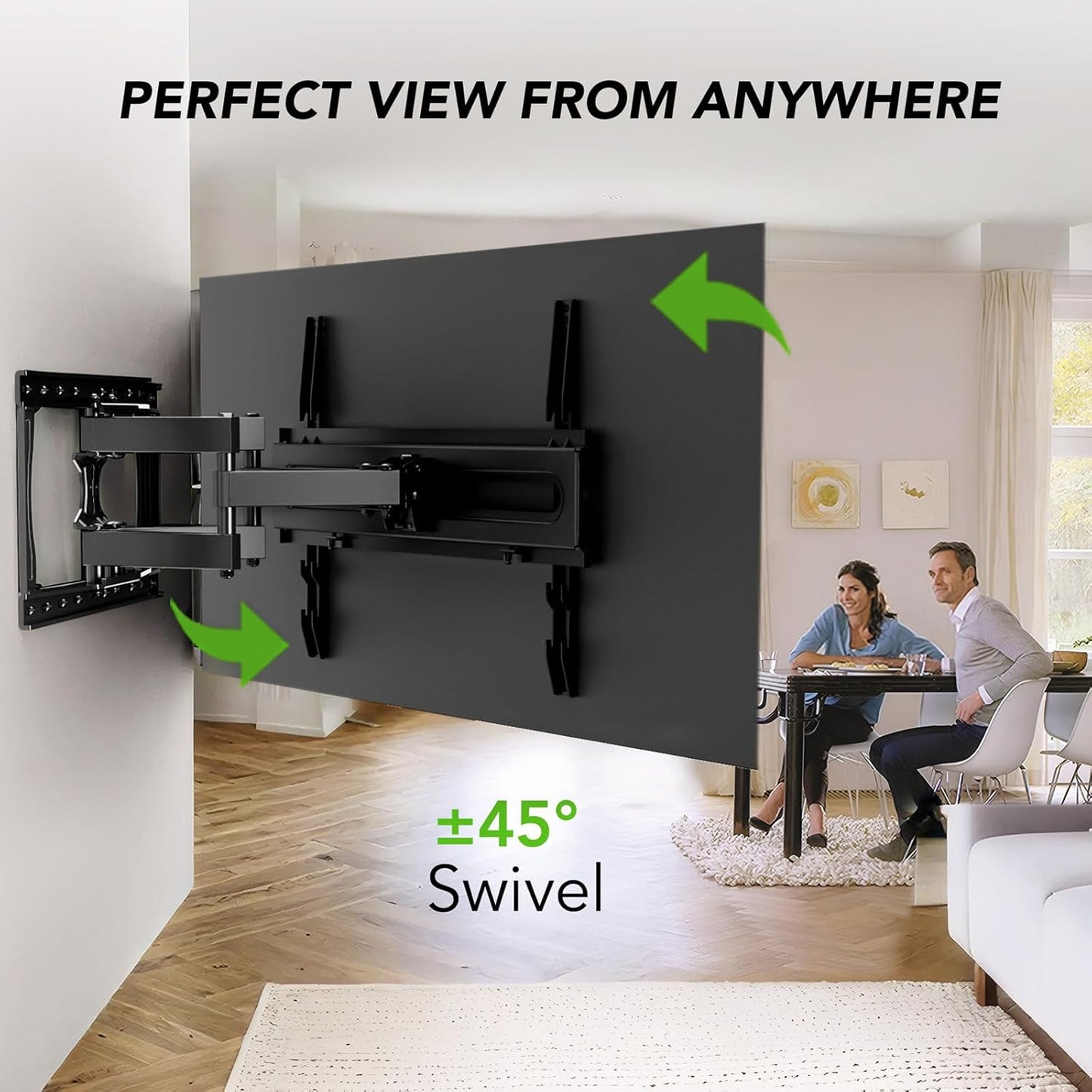 TV Wall Mount Bracket for 32-85 Inch TVs Full Motion Dual Articulating Arm with Swivel & Tilt, Max VESA 600x400mm, Supports 132 lbs for LCD/LED/OLED Flat & Curved Screens