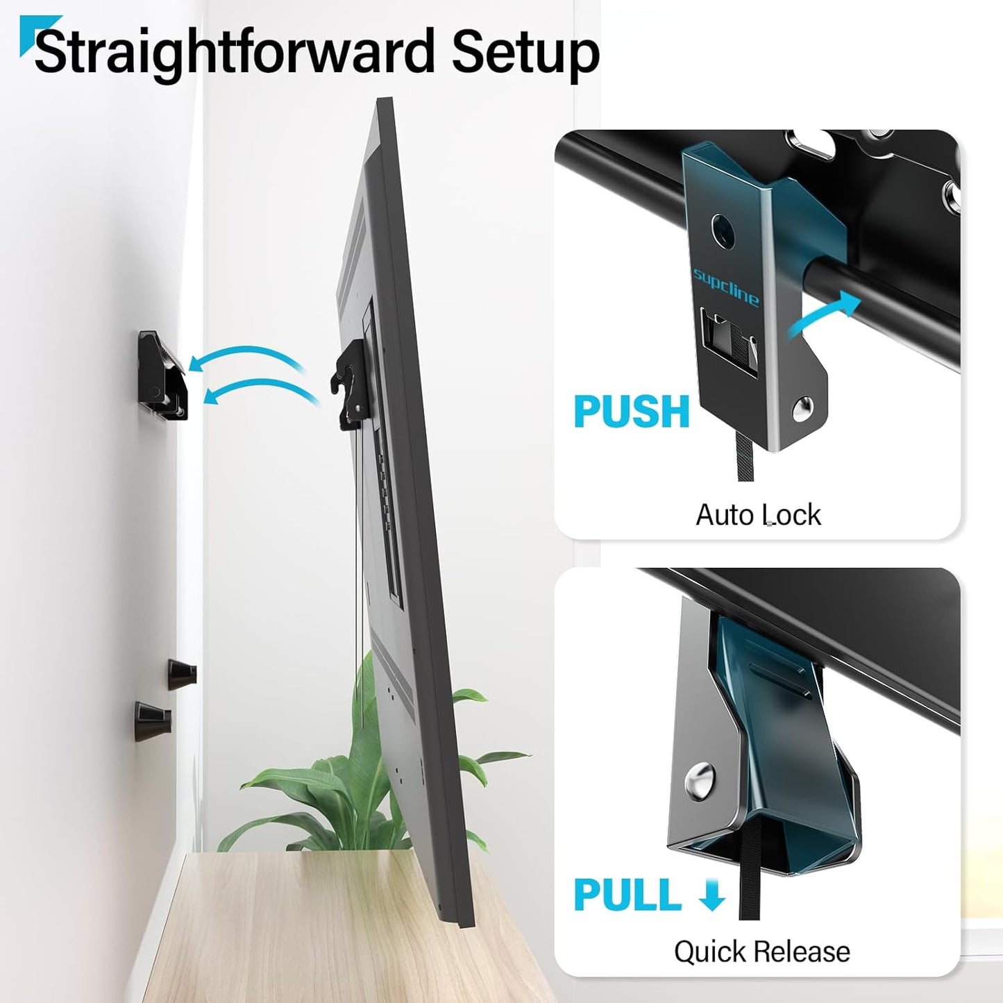 Supcline TV Wall Mount for 26-65 Inch TV up to 154 lbs, Studless Wall Mount TV Bracket with Max VESA 400x400mm, Low Profile Drywall TV Mount, Easy Install No Stud TV Mount