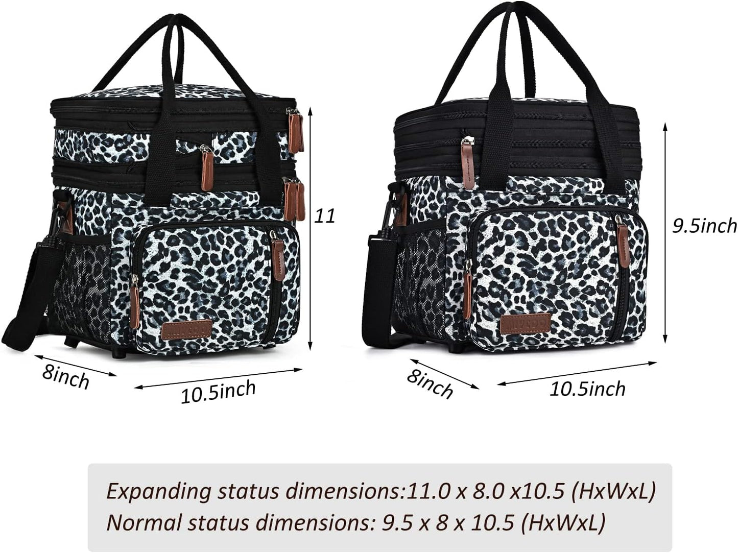 Lunch Bag for Women Men Double Deck Lunch Box - Leakproof Insulated Soft Large Lunch Cooler Bag, MIYCOO (Black,15L)