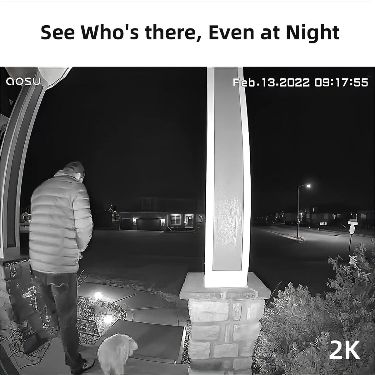 AOSU Doorbell Camera Wireless Outdoor, Battery-Powered Video Doorbell with Chime, 2K Resolution, Save Locally or to The Cloud, 2.4GHz WiFi, 180-Day Battery Life, Work with Alexa & Google Assistant