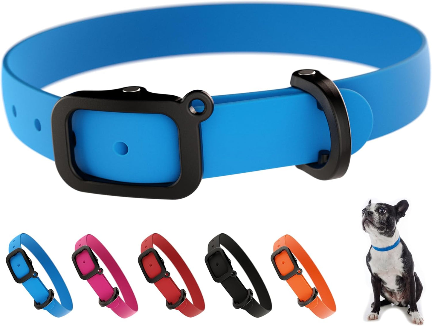 Waterproof Dog Collar - Durable, Comfortable and Adjustable Silicone Dog Collar with Wear Resistant Buckle and ID Tag Ring for Small Dogs by Nuvuq (Black, Small)