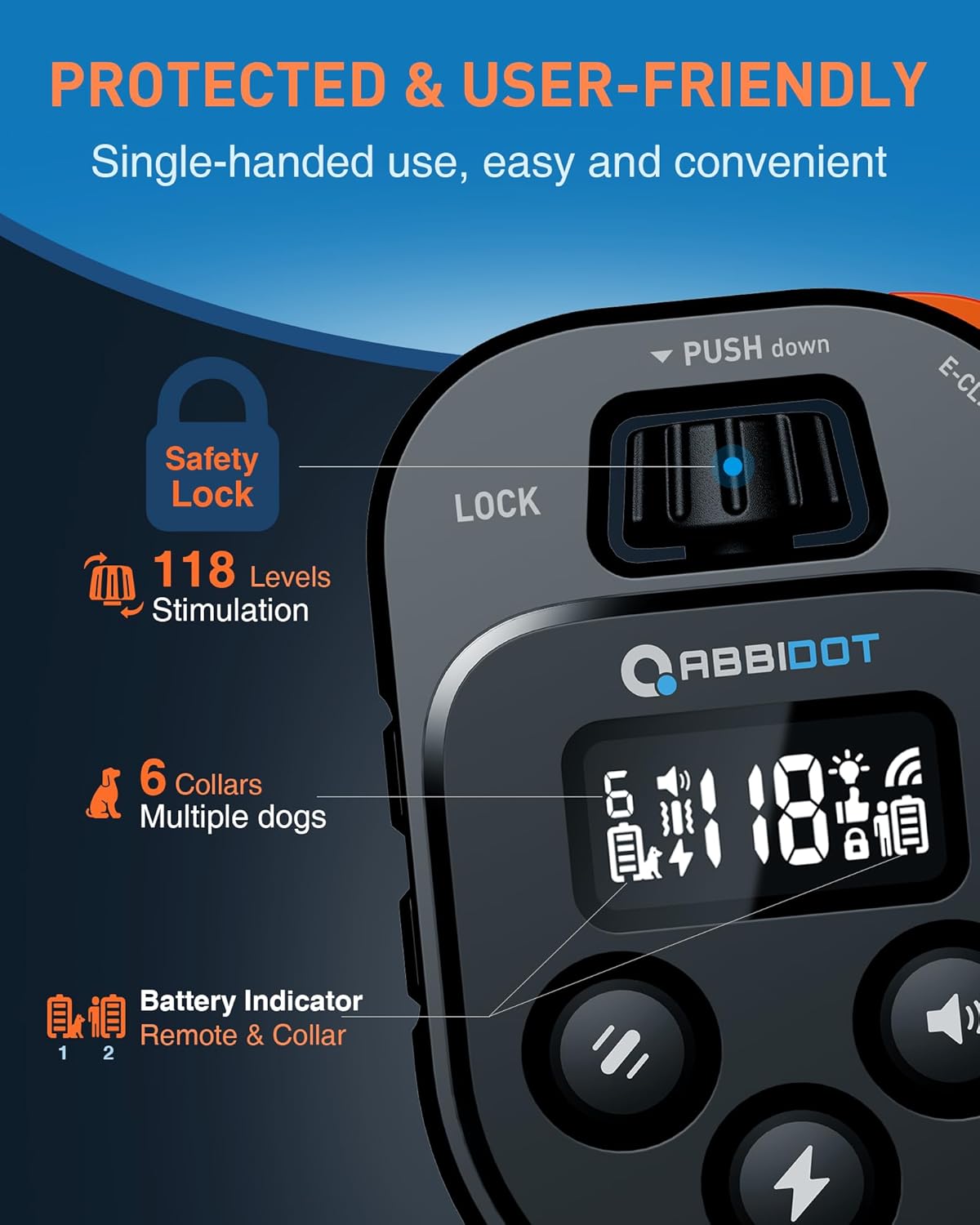 ABBIDOT Shock Collar 2 Dogs - 4500ft Dog Training Collar, 178 Levels, E-cliker, Waterproof Remote & Collar, Night Light E Collar for Small Medium Large Dogs (Black, 2 Collars)