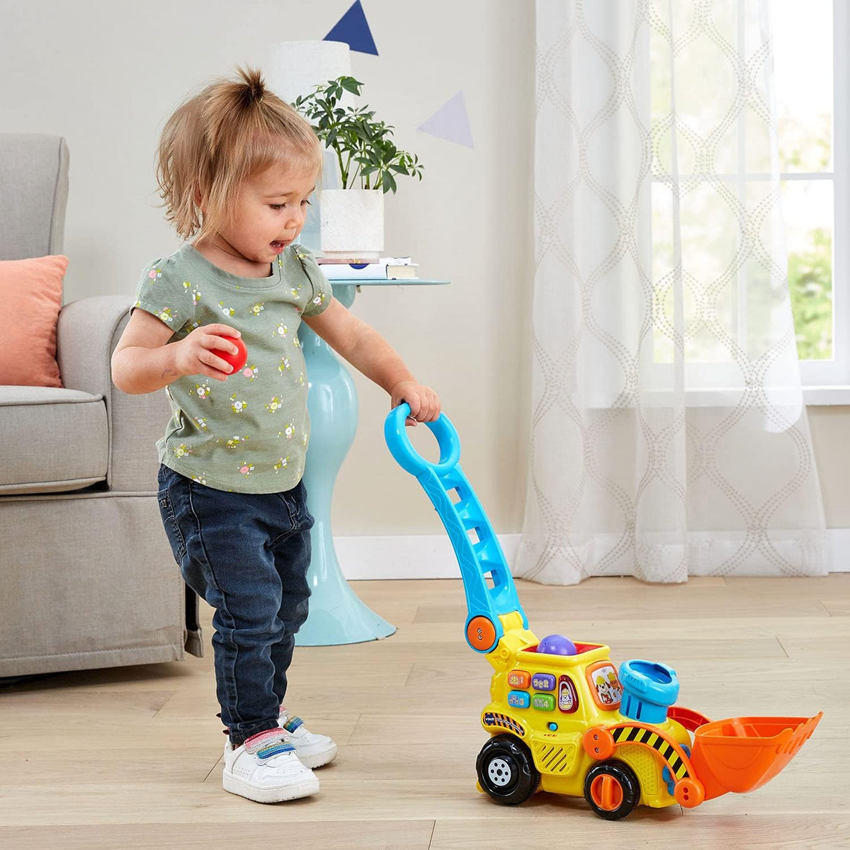 Push and Pop Bulldozer Toy | Interactive Push Toy for Toddlers | Ball Popping Construction Vehicle | Early Learning Push Toy | Motor Skill Development Toy - PuriLite