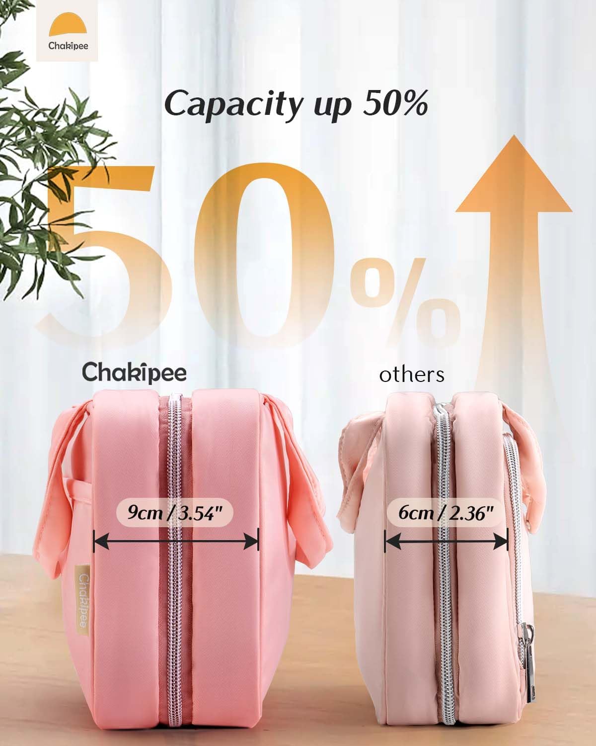 Chakipee Travel Hanging Toiletry Bag for Women - Waterproof Toiletries Bag Cosmetic Organizer Lightweight Bathroom with Clear Window for Essentials, Makeup, Shampoo Pink Medium