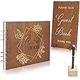 Gigicloud Wedding Guest Book Set, Ribbon Bow Wedding Guest Signature Book with Pen Holder Bowknot Wedding Memory Book Wedding Registry Guestbook for Baby Bridal Shower Wedding Party