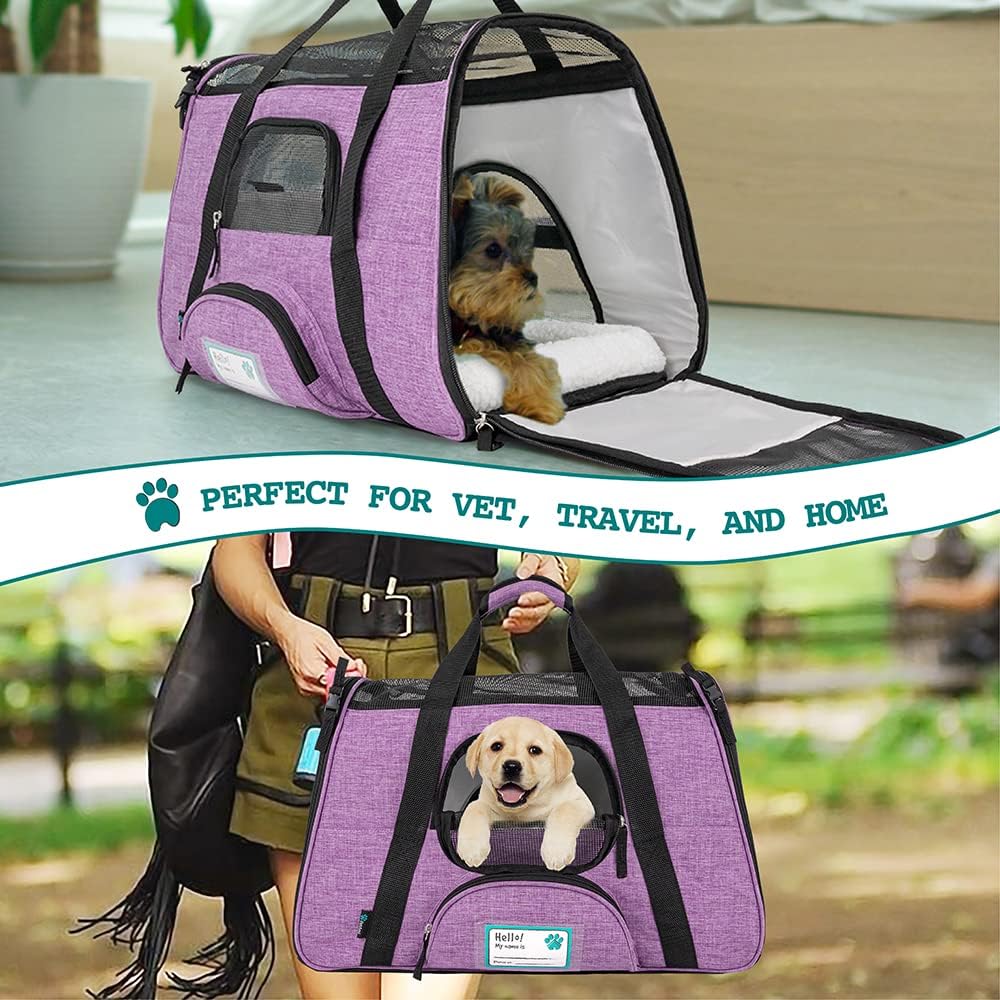 Premium Airline Approved Soft-Sided Pet Travel Carrier by PetAmi | Ventilated, Comfortable Design with Safety Features | Perfect For Plane or Car | Ideal for Small to Medium Sized Cats, Dogs, and Pets