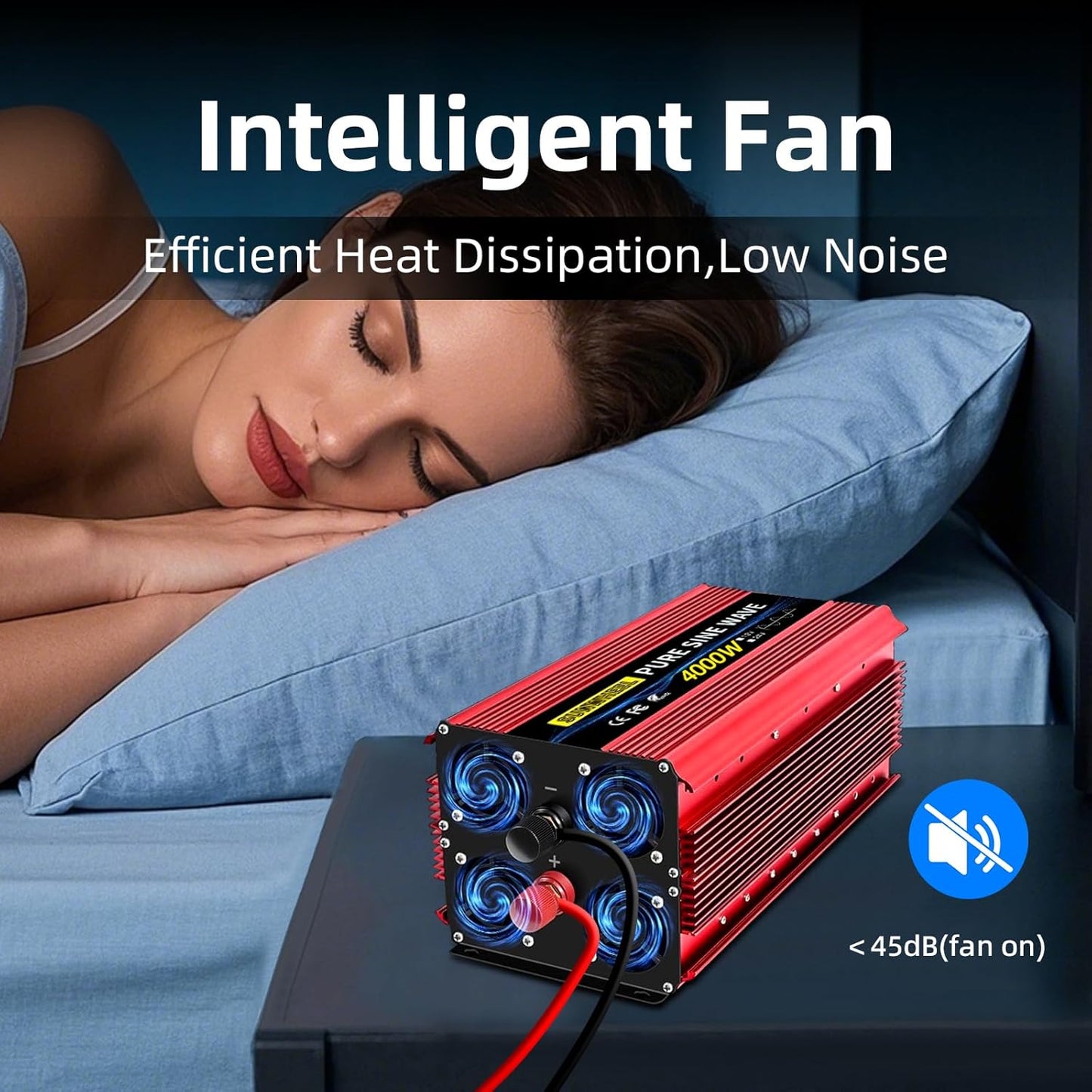 SUNWHEEL 4000W Pure Sine Wave Inverter, 12V DC to 110V/120V AC Power Inverter for RV、Microwave、Off Grid、Truck、Refrigerator、Air Conditioner with 4 AC outlets and LCD Display