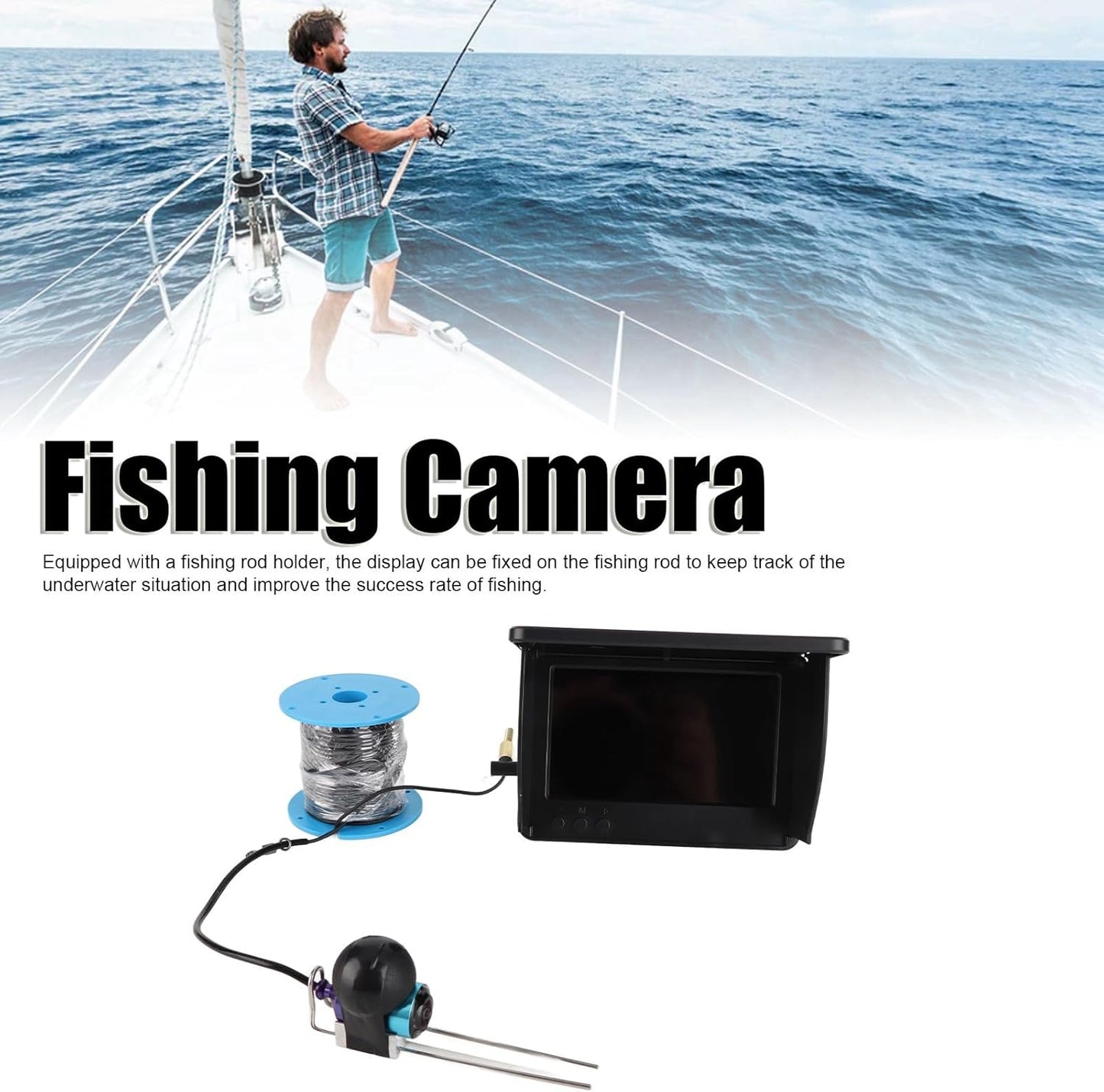 Brilluxa Fishing Camera, Portable Fish Finder, 5 Inch HD Display, 12V 0.34MP, Underwater Fishing Camera, Ice Fishing, Boat & Kayak Fish Finder (30m/98.4ft Cable)