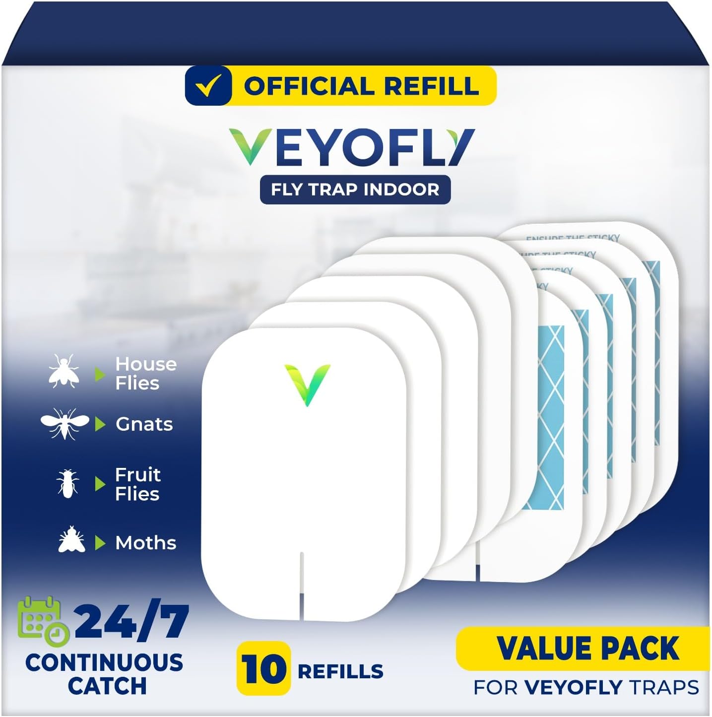 Trap Indoor, Fruit Fly Traps for Indoors, Fly Catcher Indoors, Fly Trap, Plug in Catch for Fruit Flies, Moths, Gnats, Mosquito Trap (Pack of 5 Refills)