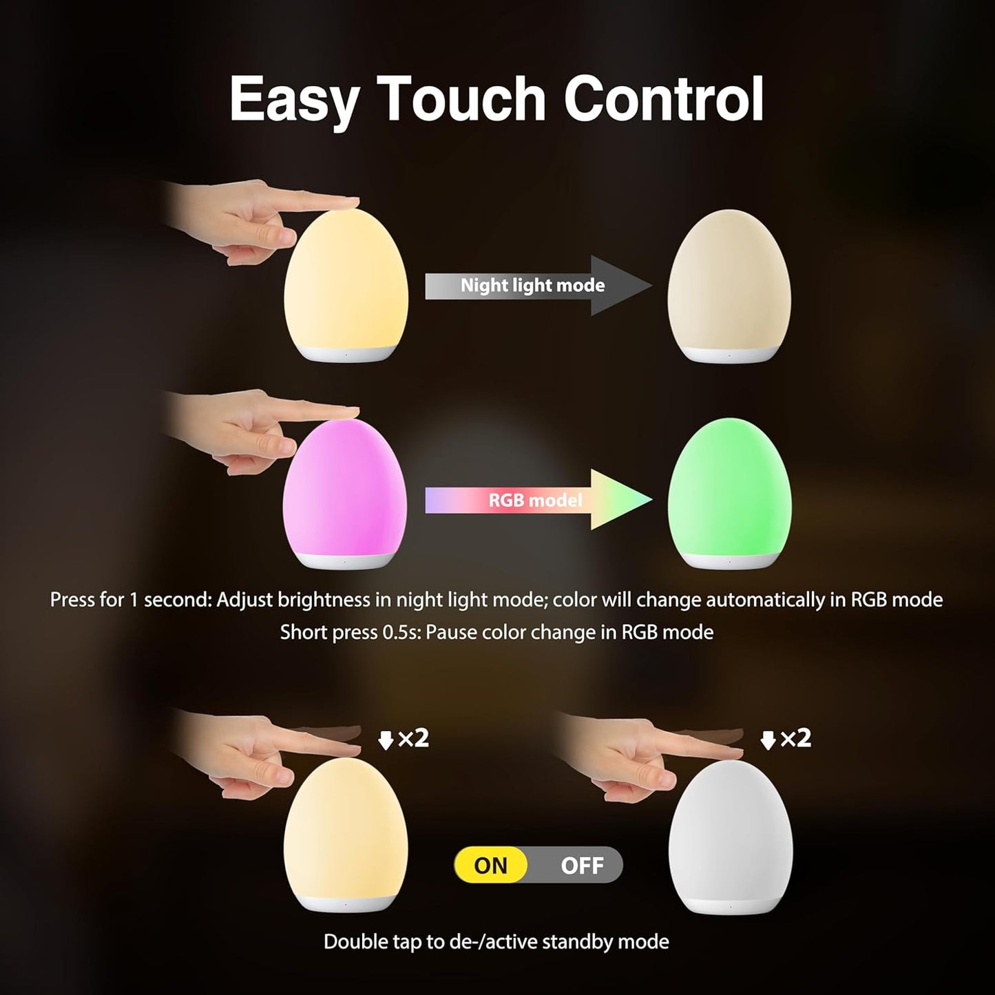 Purilite Select Touch LED Nursery Night Light