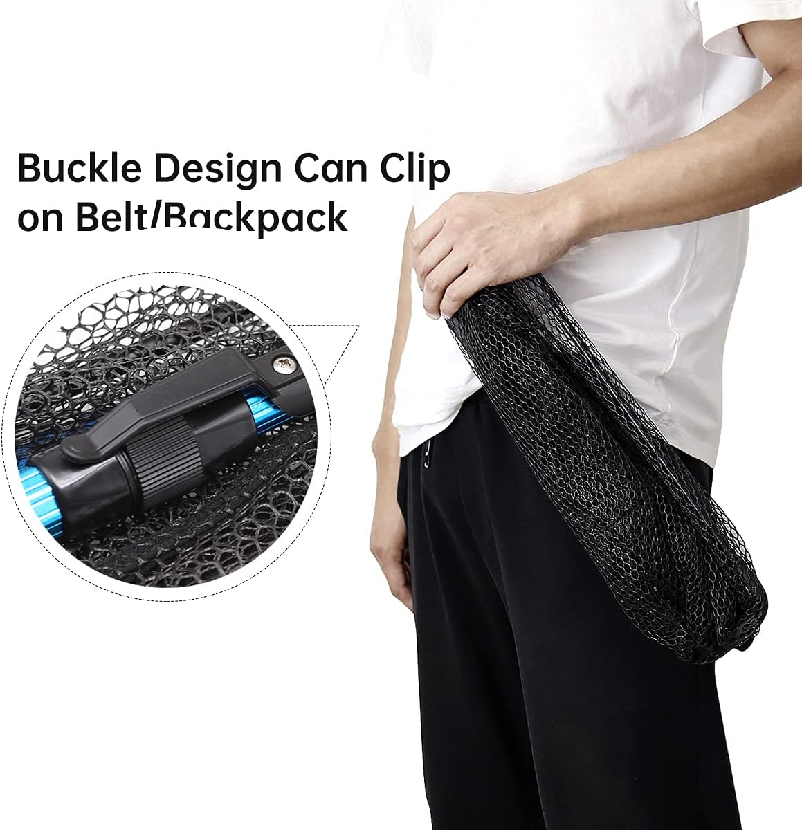 SAN LIKE Fishing Net Telescopic Landing Nets Folding Rubber Fish Net Rubber Coated Landing Net with Adjustable Sturdy Pole Handle for Saltwater Freshwater Bass Trout Fishing Easy Catch & Release