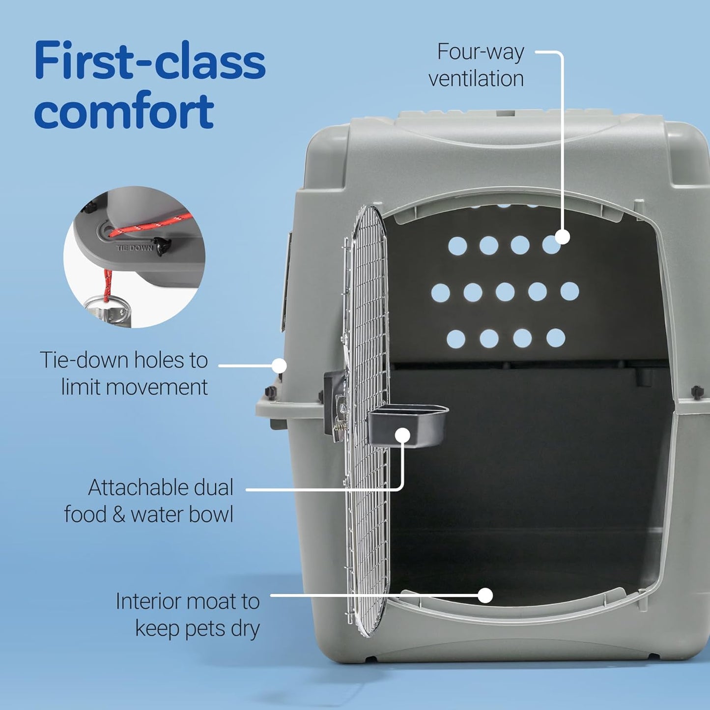 Petmate 00200 Sky Kennel for Pets from 25 to 30-Pound, Light Gray