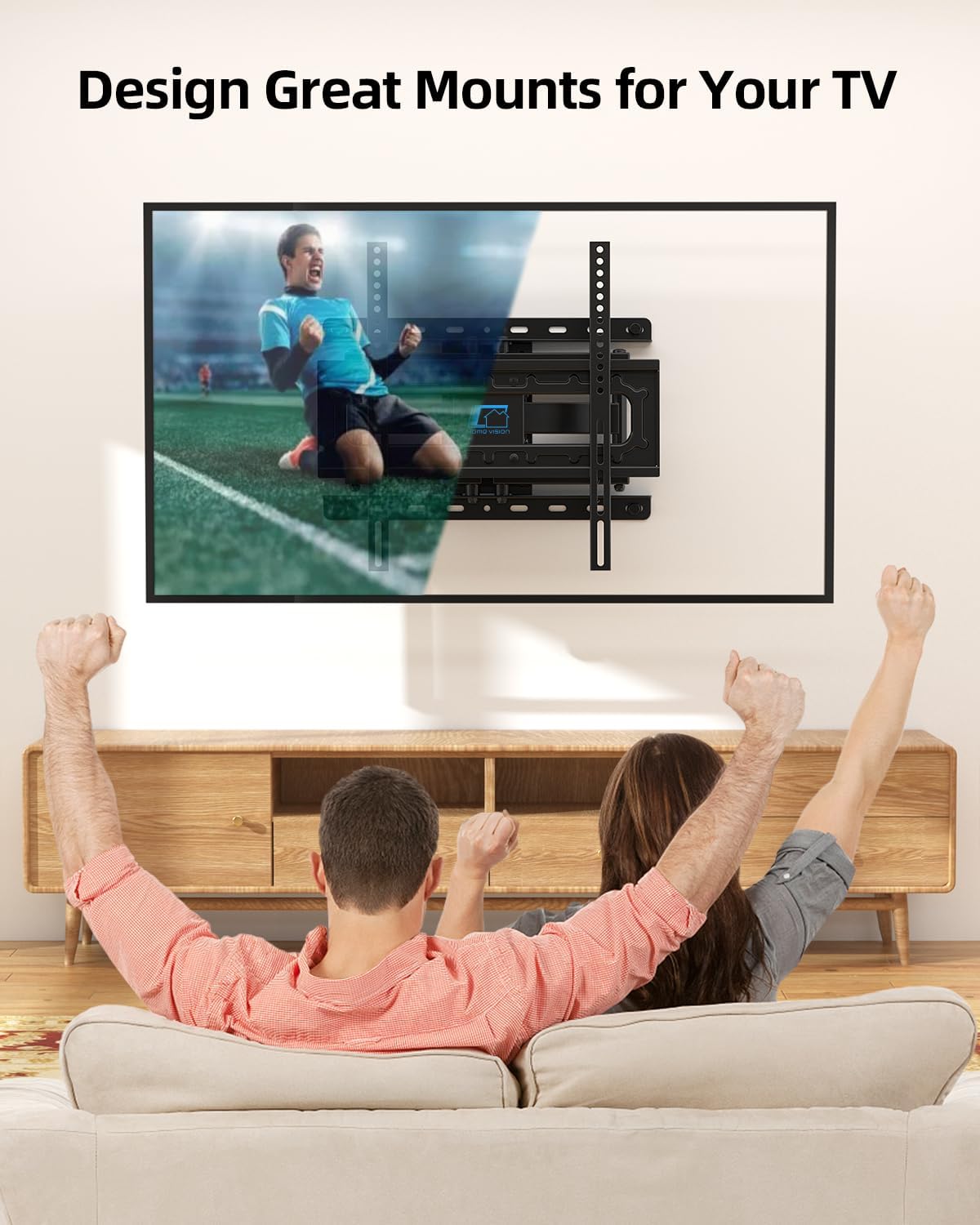 HOME VISION Full Motion TV Wall Mount for Most 26-70 Inch TVs Up to 132 LBS, Max VESA 400x400mm, Wall Mount TV Bracket with Swivel Extension Articulating Tilting Level, TV Mount Fit 12" 16" Wood Studs