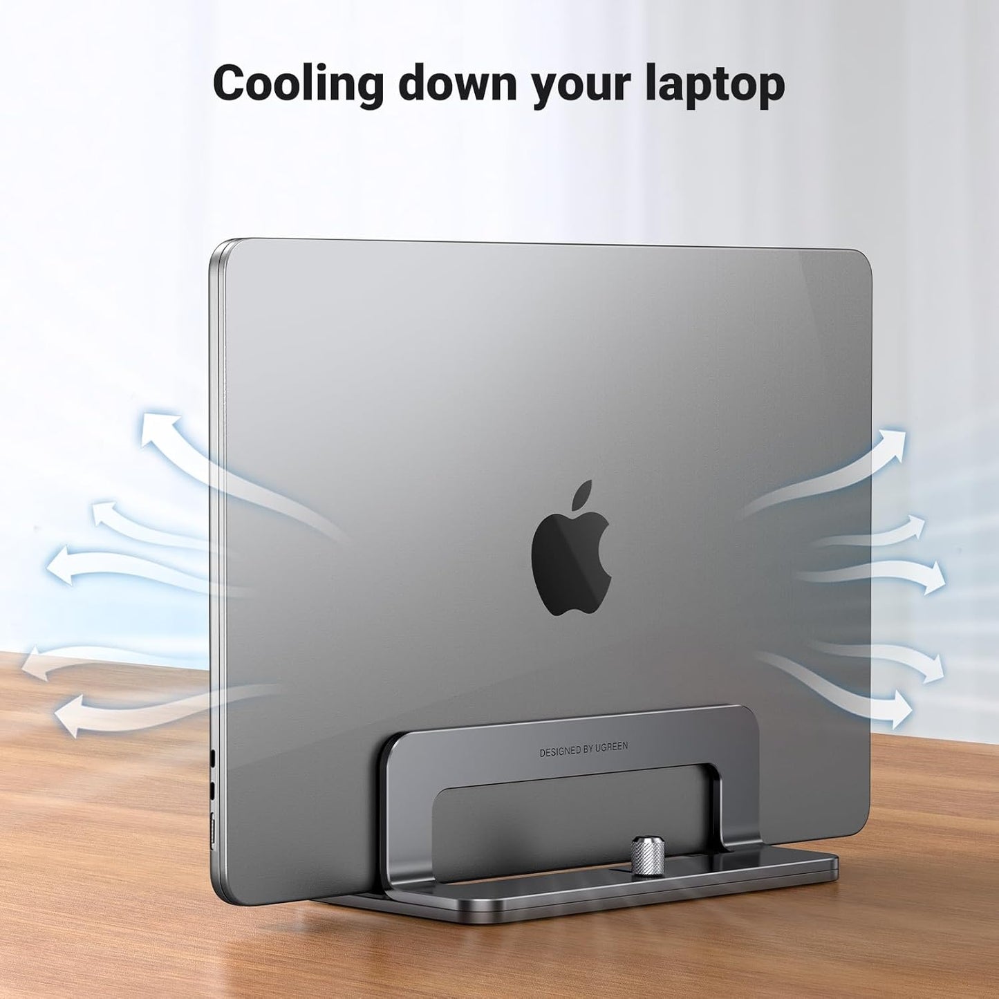 UGREEN Vertical Laptop Stand Holder Mount for Desk, Riser Adjustable Aluminum Compatible with MacBook Pro Air, Ideapad, Surface Book, Chromebook Up to 15.6inch, Grey