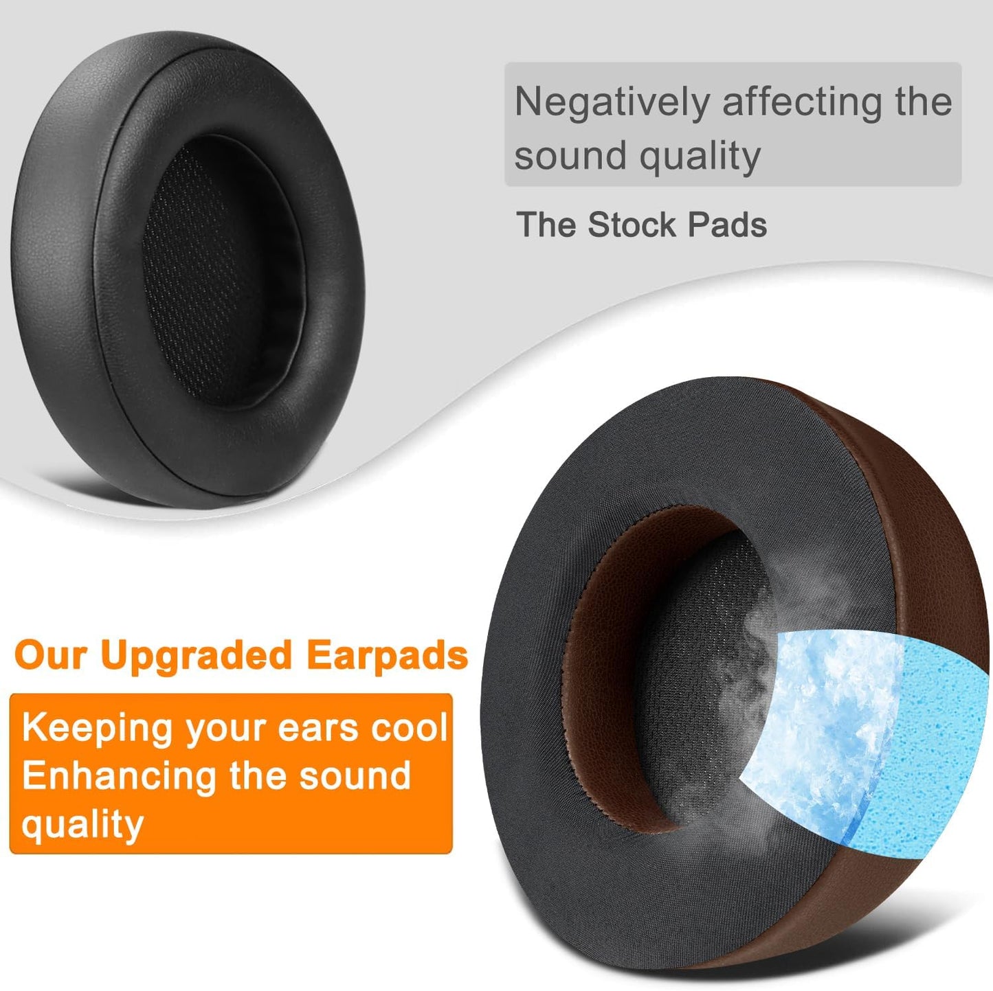 SOULWIT Cooling Gel Ear Pads Replacement for Corsair Virtuoso RGB Wireless XT SE Gaming Headset, Earpads Cushions with High-Density Noise Isolation Foam, Added Thickness - Black