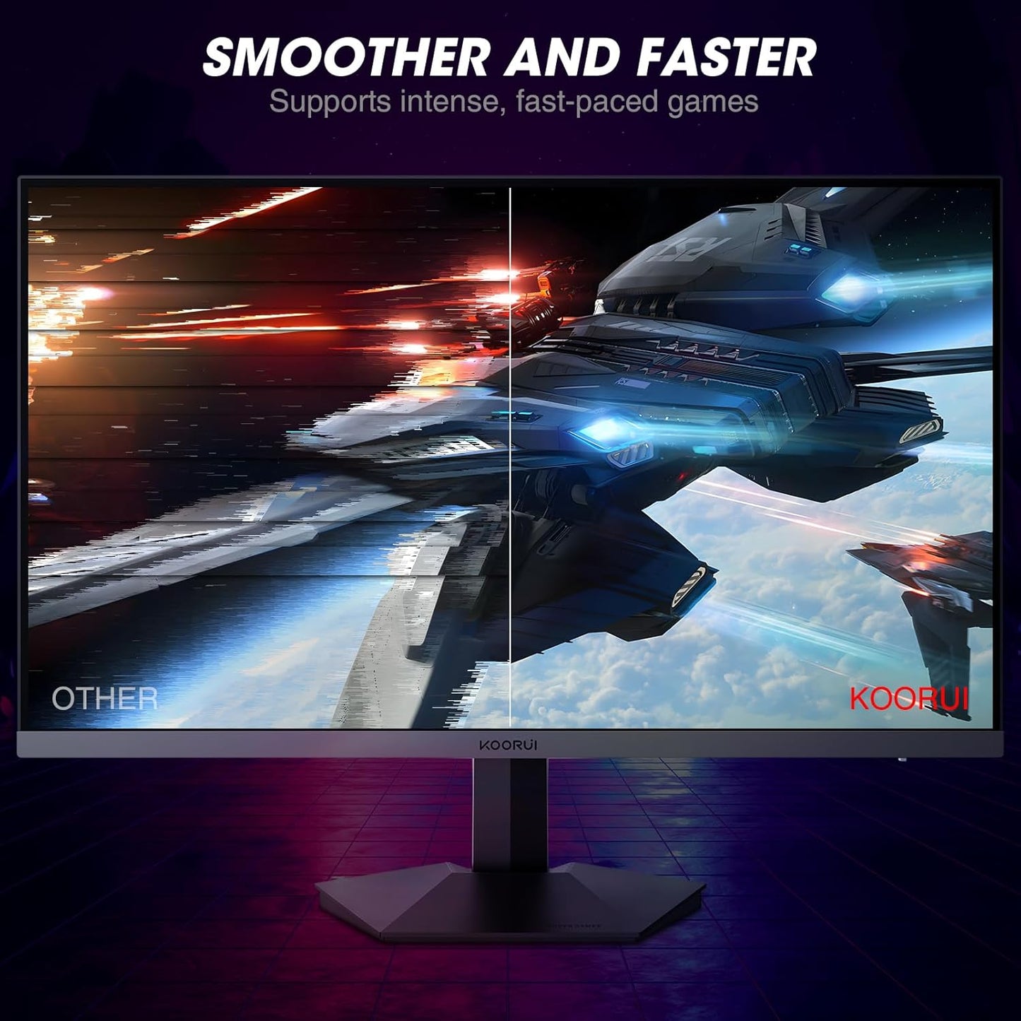 KOORUI 32 inch Curved Gaming Monitor - QHD (2560 x 1440) 2K Display, 170Hz 144Hz Monitors, 1500R Curvature, 1ms, HDR10, Adaptive Sync, Tilt Adjustable, DisplayPort HDMI, Black - 32E6QC