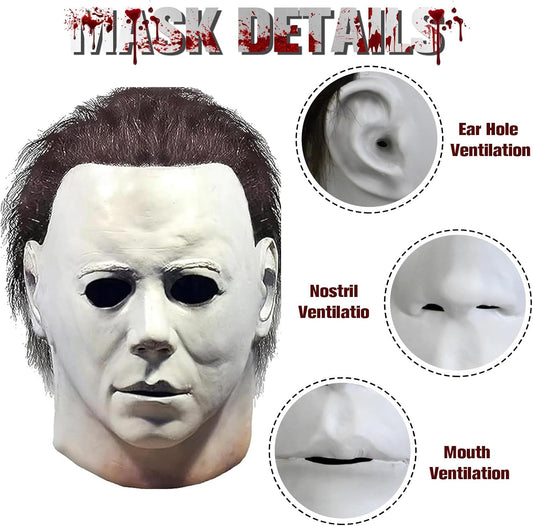 FGHJKL Halloween Horror Mask for Adults Men With Classic Knife Props Halloween Scary Mask for Cosplay - PuriLite