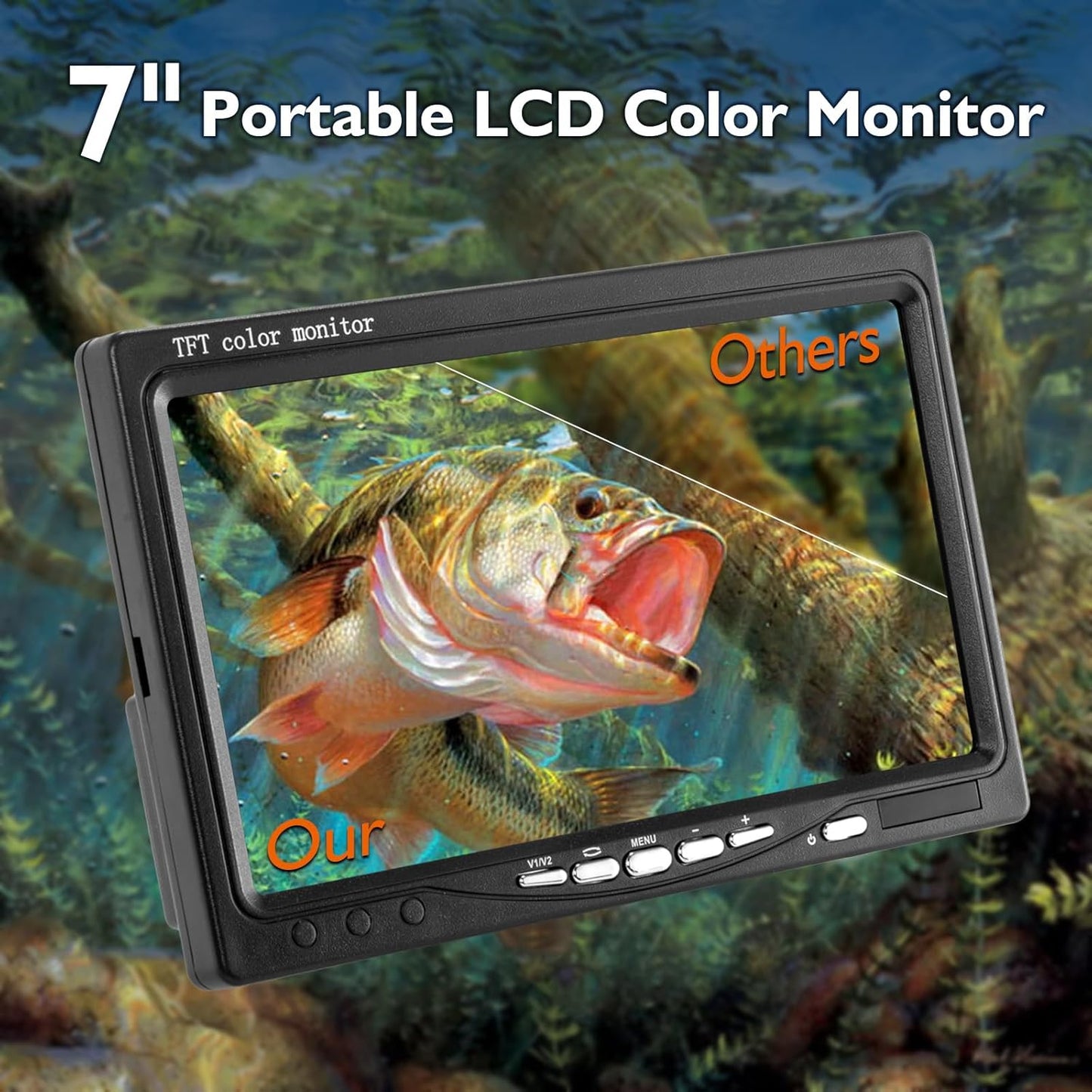CampFENSE Fish Finder - Underwater Fishing Camera, 7 inch Color Screen - Portable Depth Fish Finder for Boats - 1200TVL Waterproof Deeper Accessories - Boat Ice Fishing Kayak Lake Sea