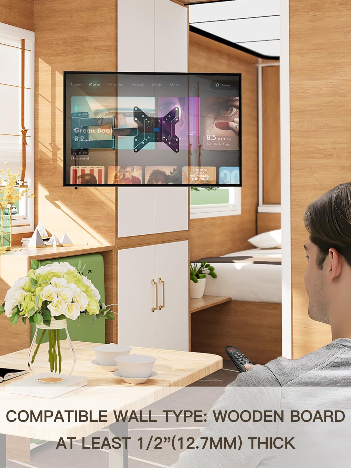 Mounting Dream UL Listed RV TV Wall Mount for 17-43 Inch TV, Full Motion Lockable RV Mount on Motor Home Camper Truck Trailer Marine Boat, Quick Lock and Release in 1 Step VESA 200mm, 44 lbs, MD2210