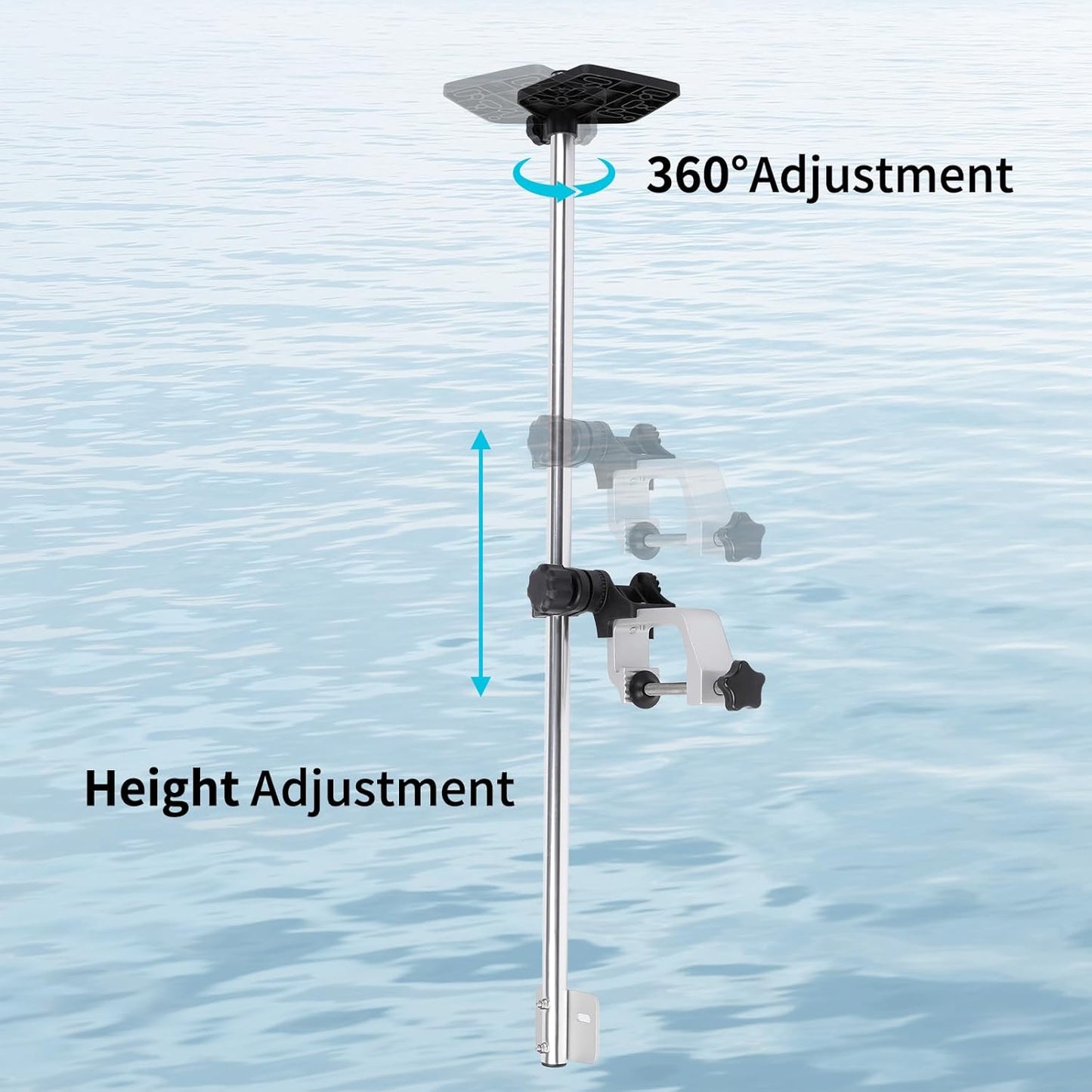 Xproutdoor Portable Transducer Mount, 360° Adjustable Rotatable Fish Finder Mount, Transducer Mounting Bracket for Boat Canoe Kayak