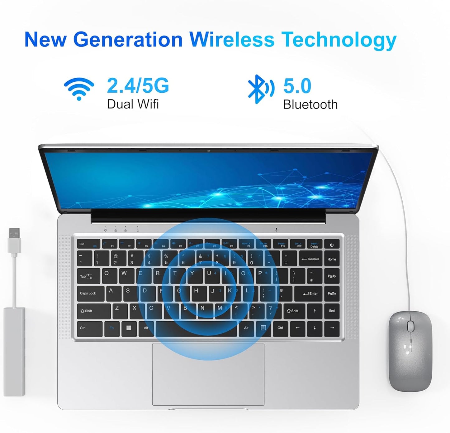 Laptop Computer 14.1 inch Laptop 6GB RAM 128GB SSD, Dual-Core Cerelon N4000 (up to 2.6GHz) Ordinateur-Portable Laptop PC, 2.4G/5G WiFi, BT 5.0, USB3.0, Mini HDMI, 3 Ports USB-C Hub