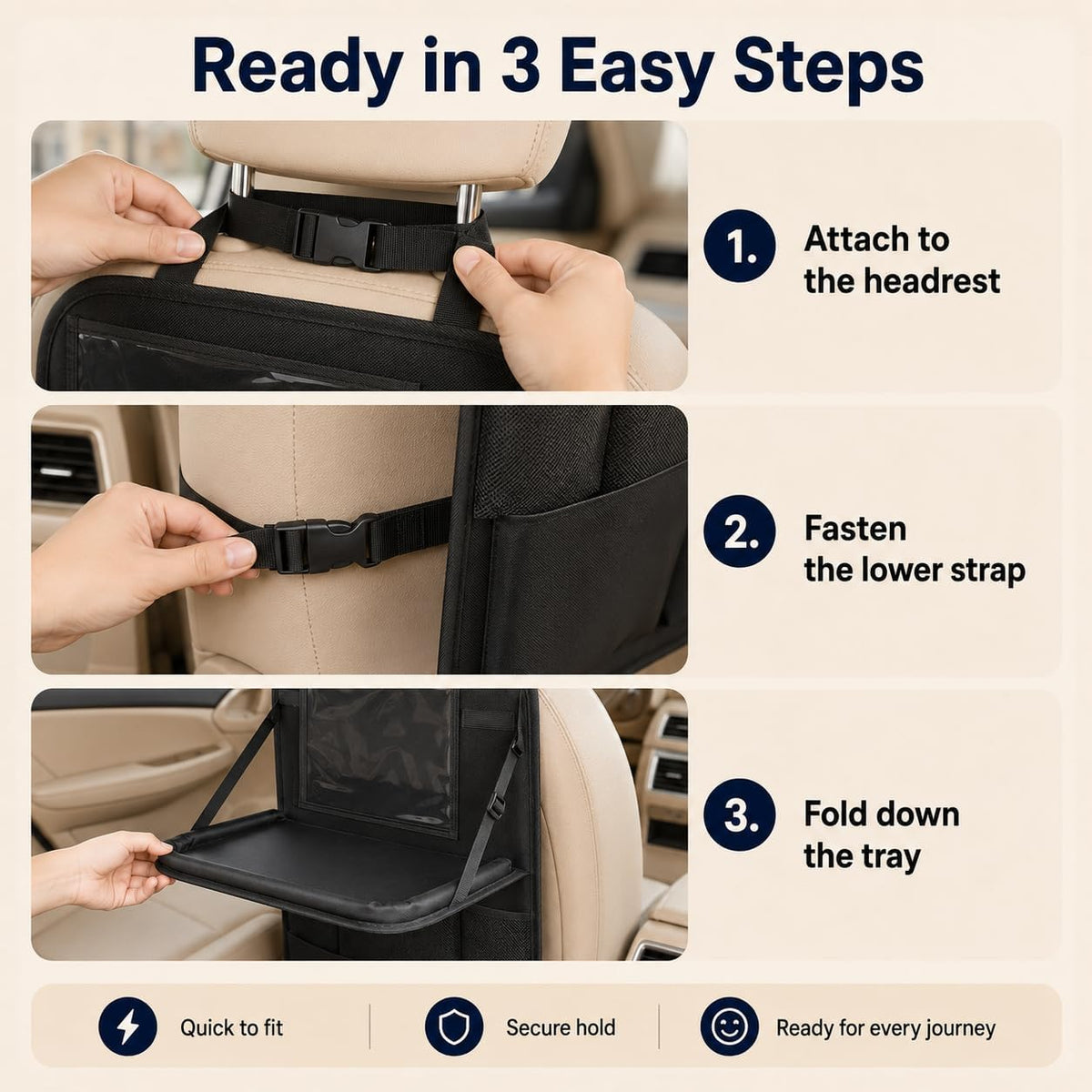 Palopalo 2Pack Car Seat Organiser with Fold Down Tray&Tablet Holder (Black)