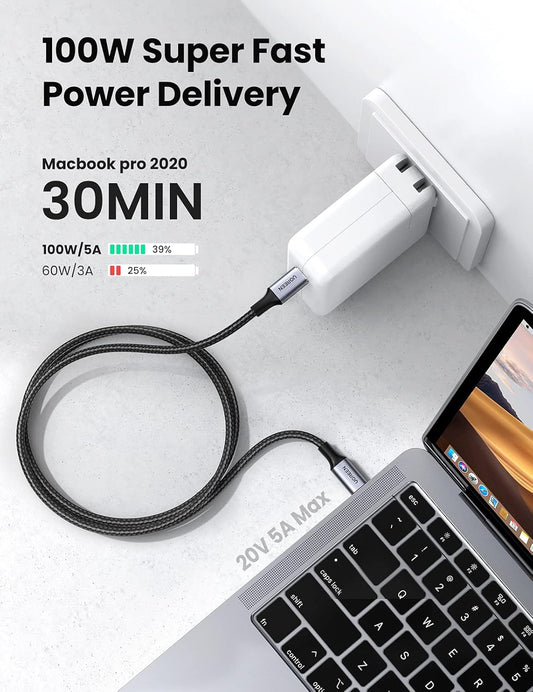 UGREEN USB C Cable 100W, PD Type C Fast Charging Cord Compatible with iPhone 16 15, Galaxy S25 S24 Ultra, MacBook Pro Air, iPad mini 7, Dell XPS, PS5 Controller, 3ft - PuriLite