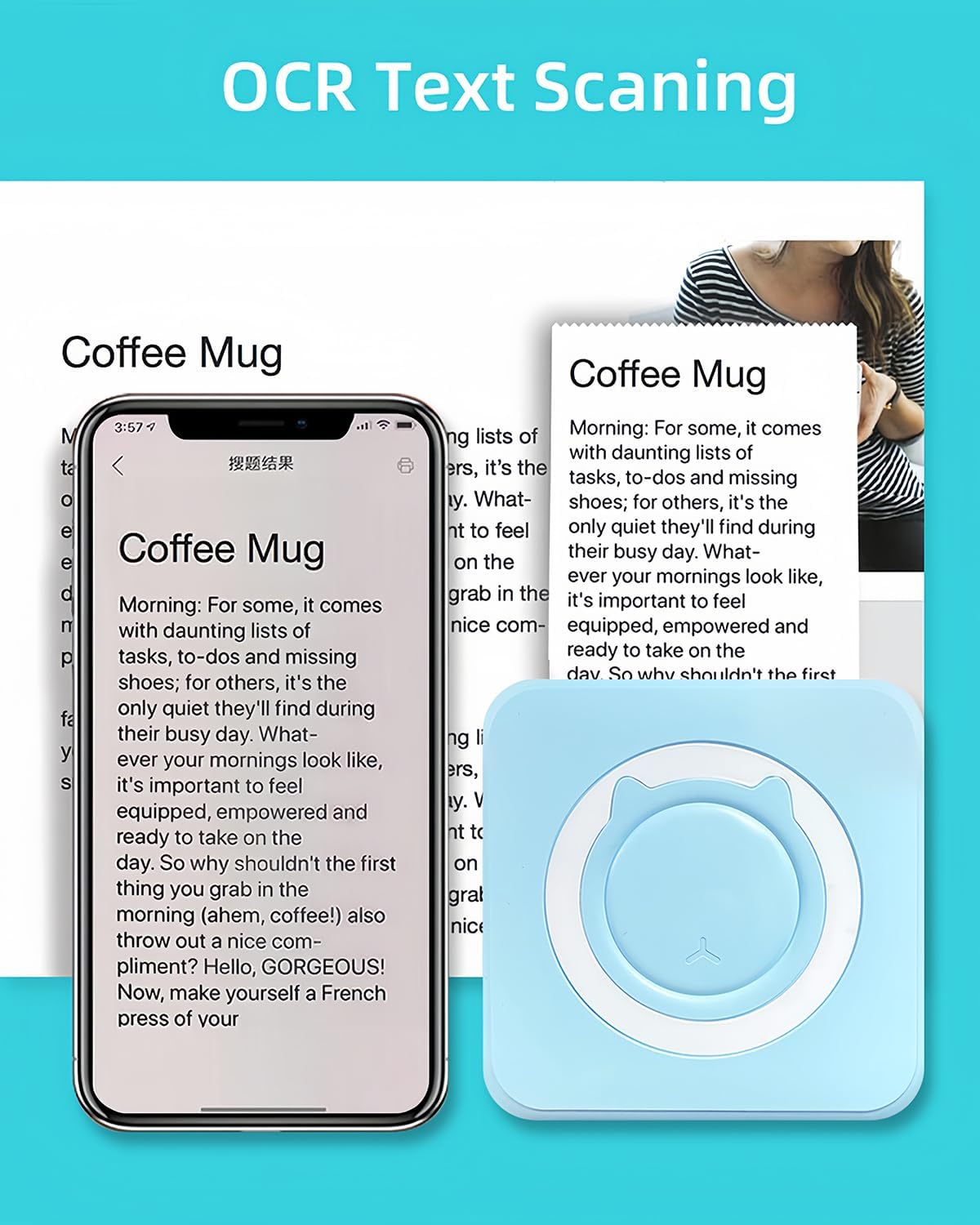 Label Maker - Mini Portable Sticker Printer with 13 Rolls Self-Adhesive Thermal Papers, Labeller Machine for Home Office Study Business Texts Journal, Blue