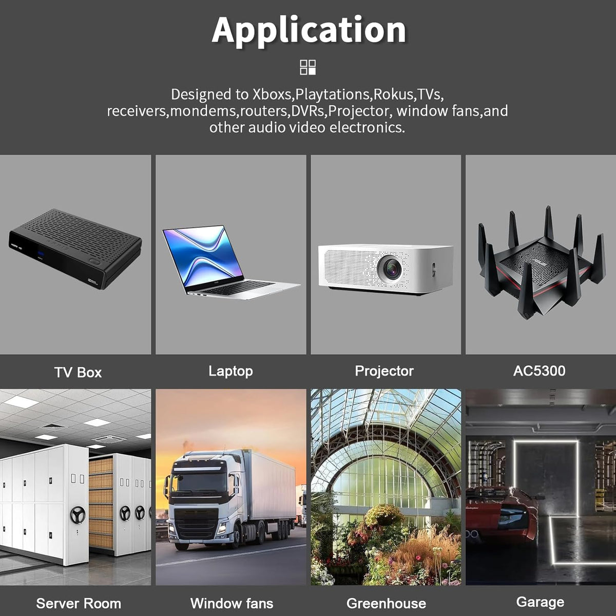 upHere Big Airflow 2 x 120mm x 25mm Computer Fan with AC Plug Cabinet Fan 100V 240V AC Power Supply,DC 12V 5 Speed Controller, for Router Mining Machine Chassis Server Workstation Cooling - PuriLite