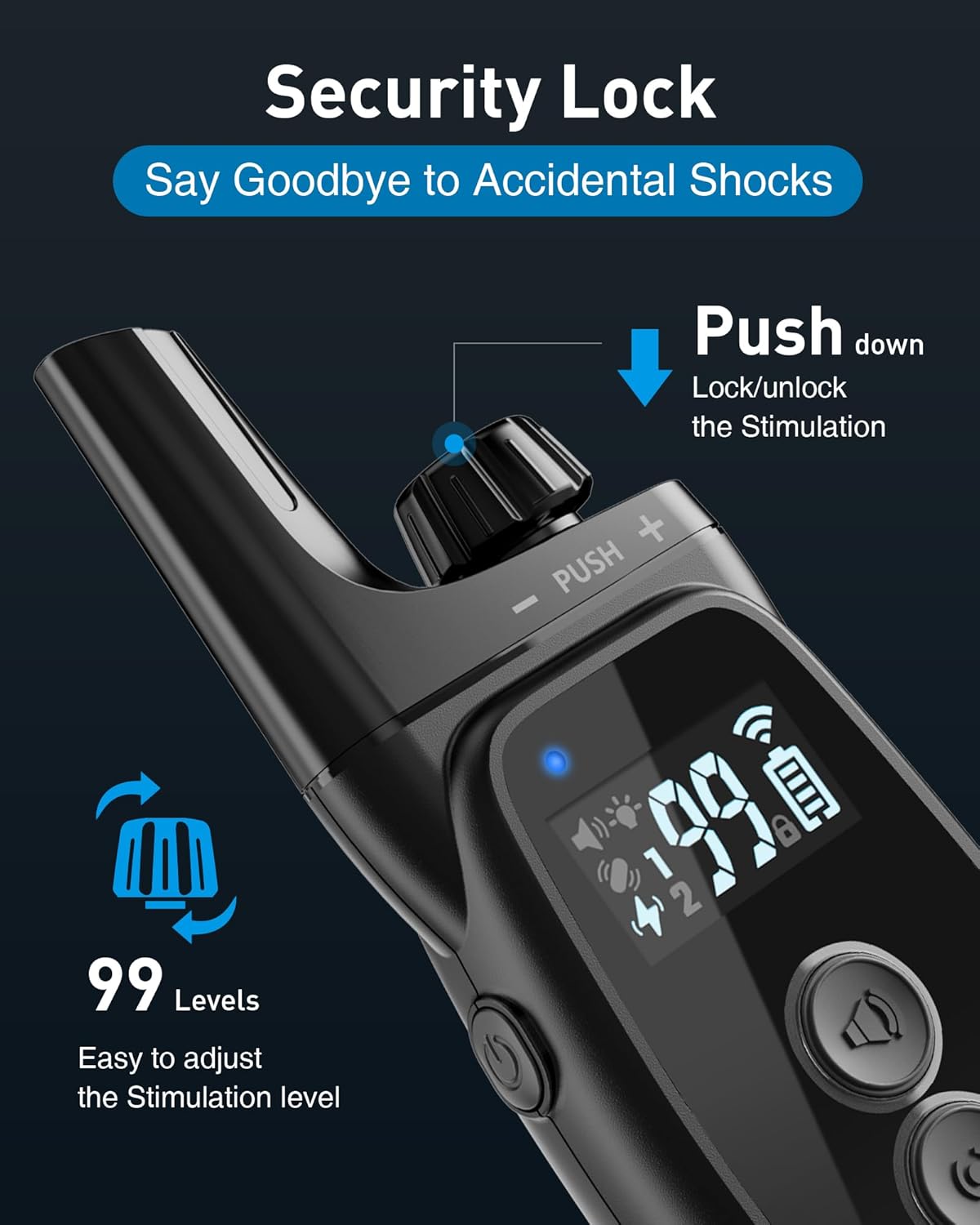 ABBIDOT Shock Collar 2 Dogs - 3300ft Dog Training Collar with Remote, 151 Levels Electric Collar, Safety Lock, Waterproof Rechargeable E Collar for Small Medium Large Dogs (Deep Black, 2 Collars)
